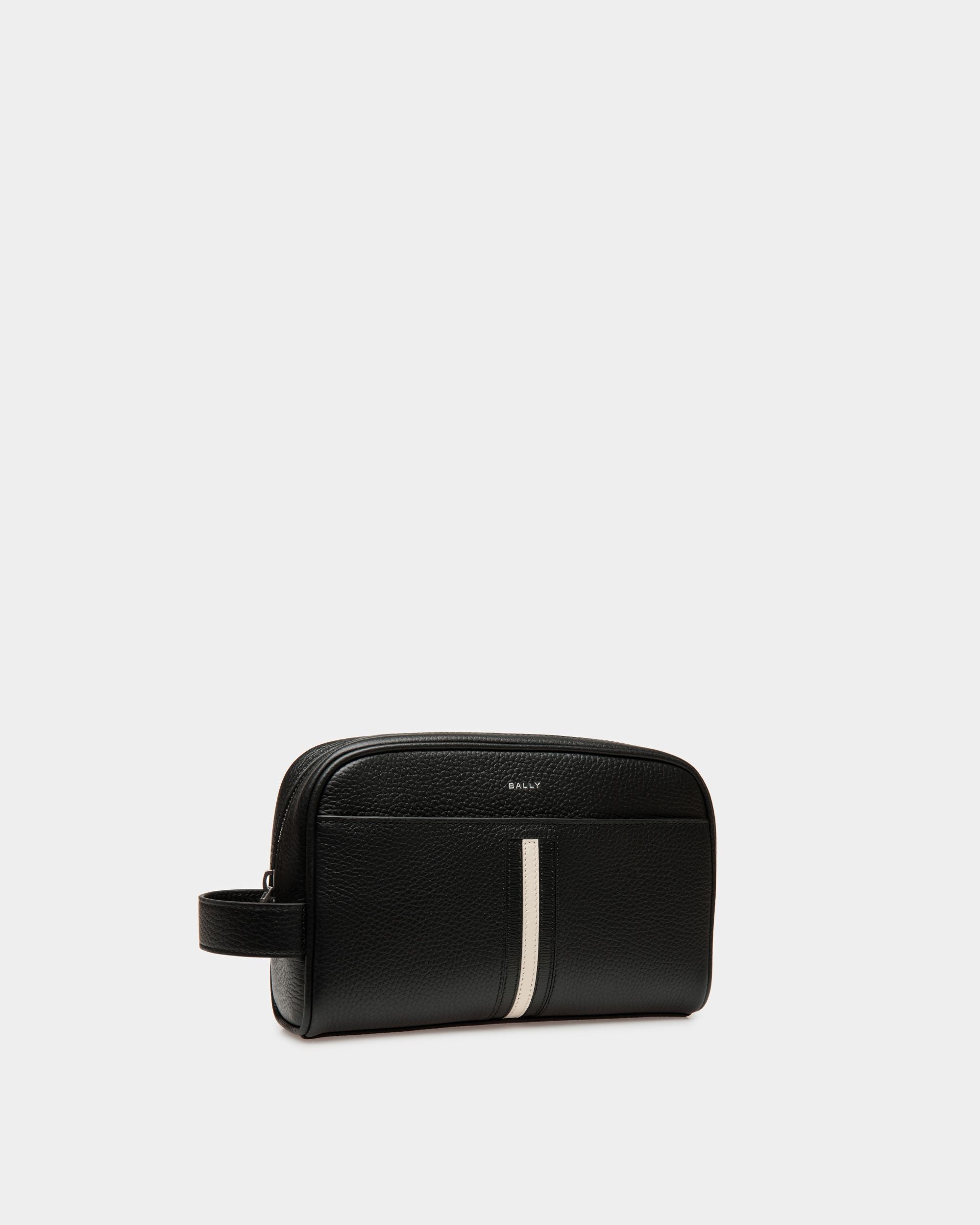 Ribbon Toiletry Bag In Black Leather - Hombre - Bally - 03
