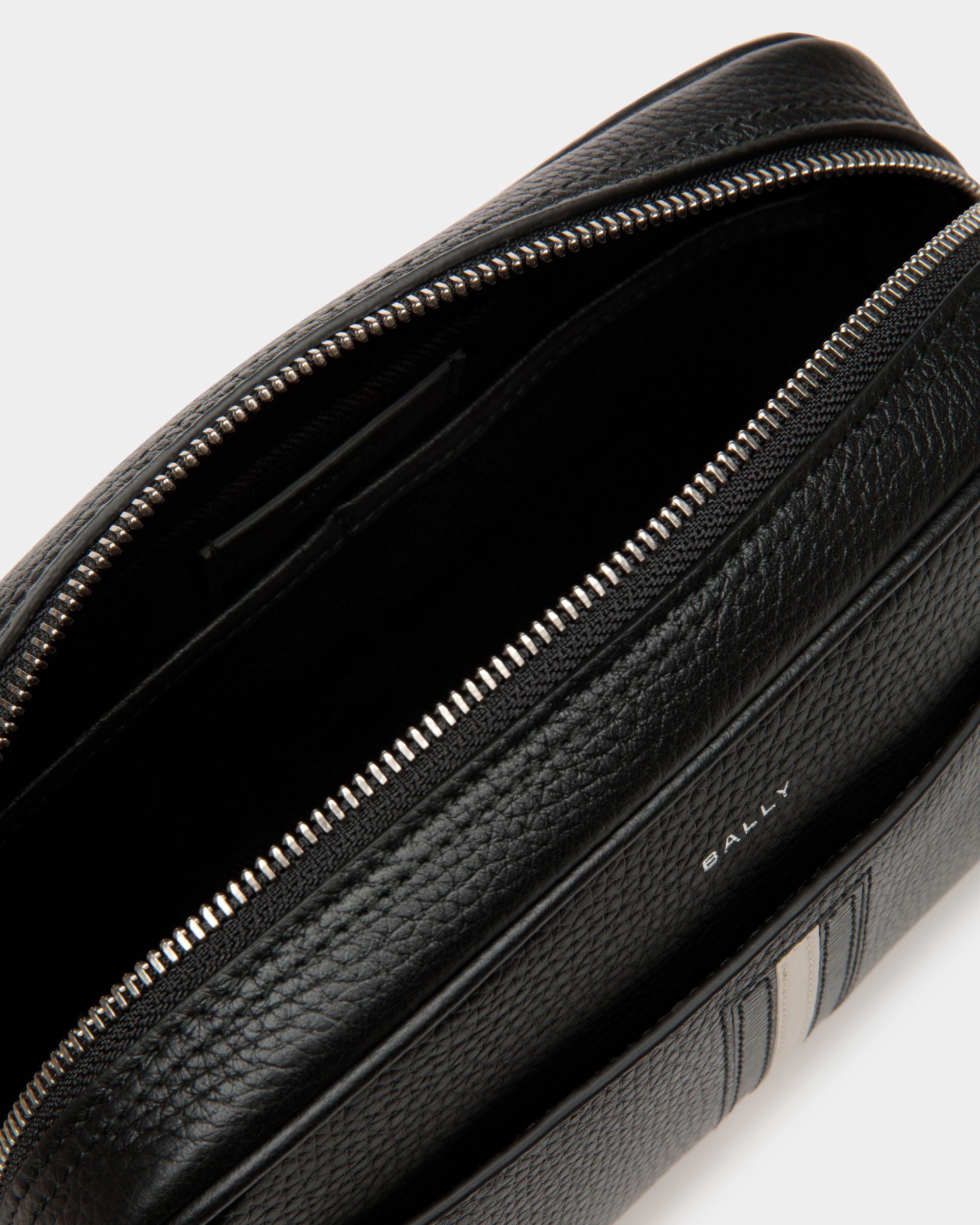 Ribbon Toiletry Bag In Black Leather - Hombre - Bally - 04