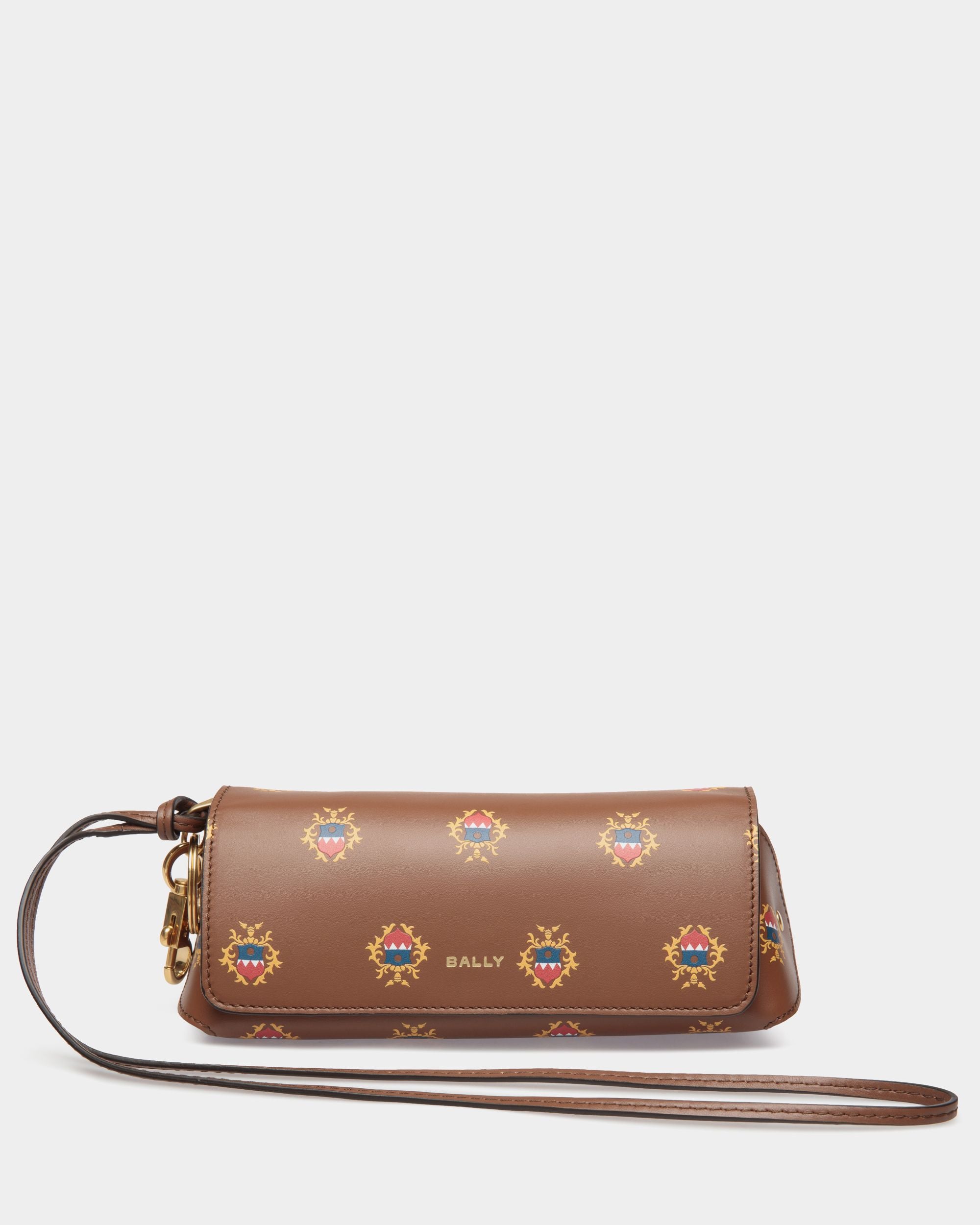 Easy Bally Glasses Case in Brown Leather with a Bally Crest Print - Men's - Bally - 01