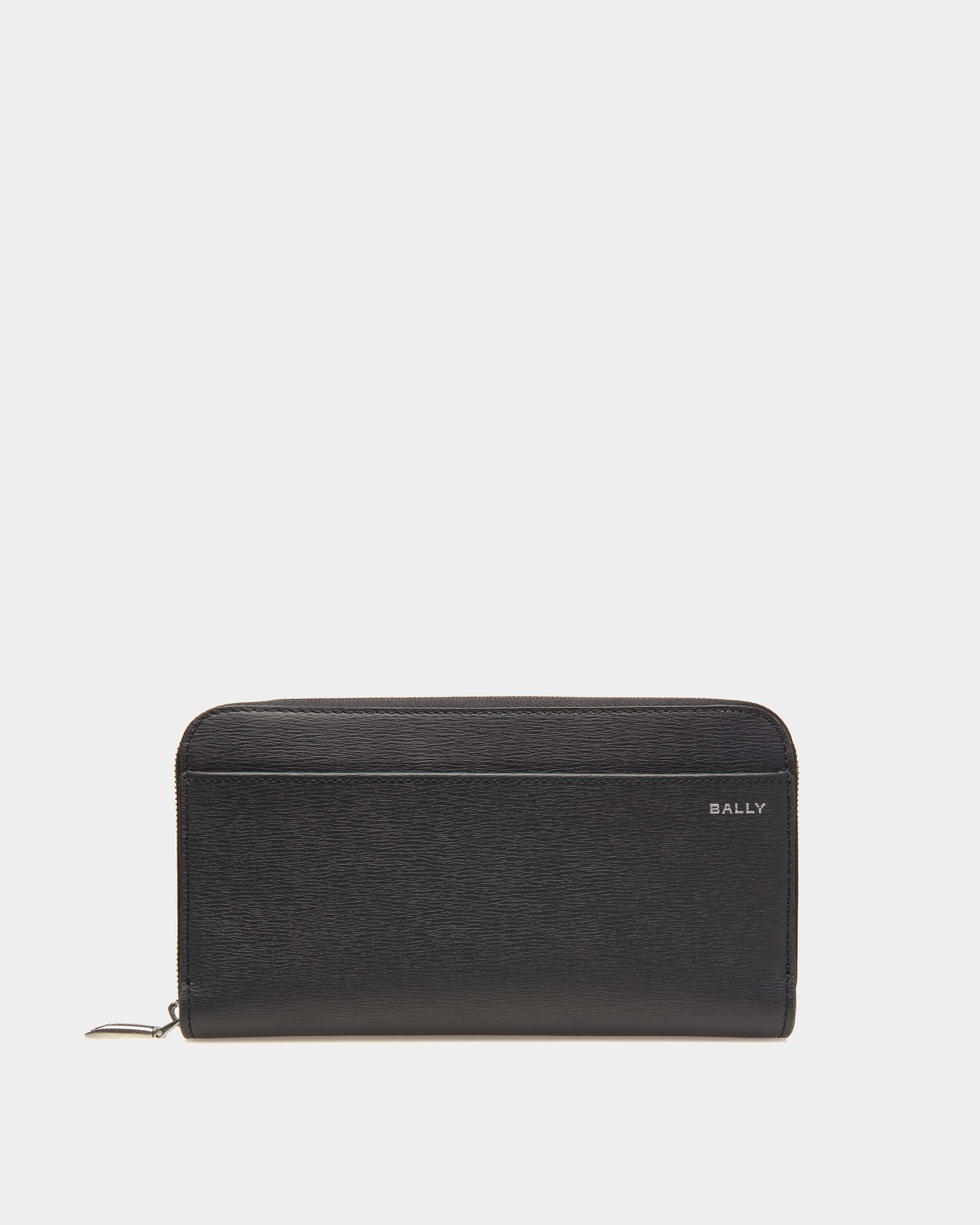 Crossing Zip Around Wallet In Midnight Leather - Men's - Bally - 01