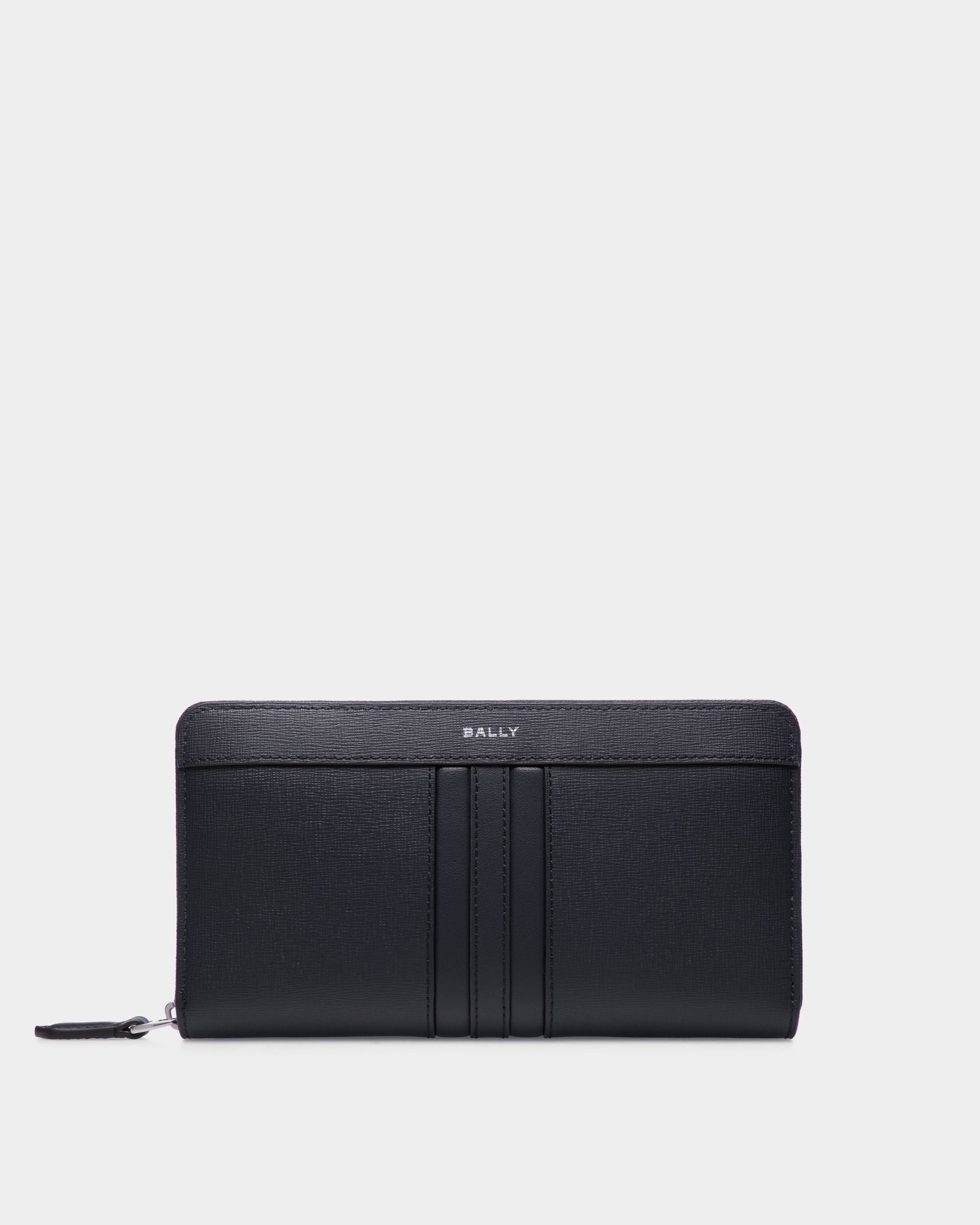 Portefeuille Mythos À Contour Zippé En Cuir Recyclé Navy Blue - Homme - Bally - 01