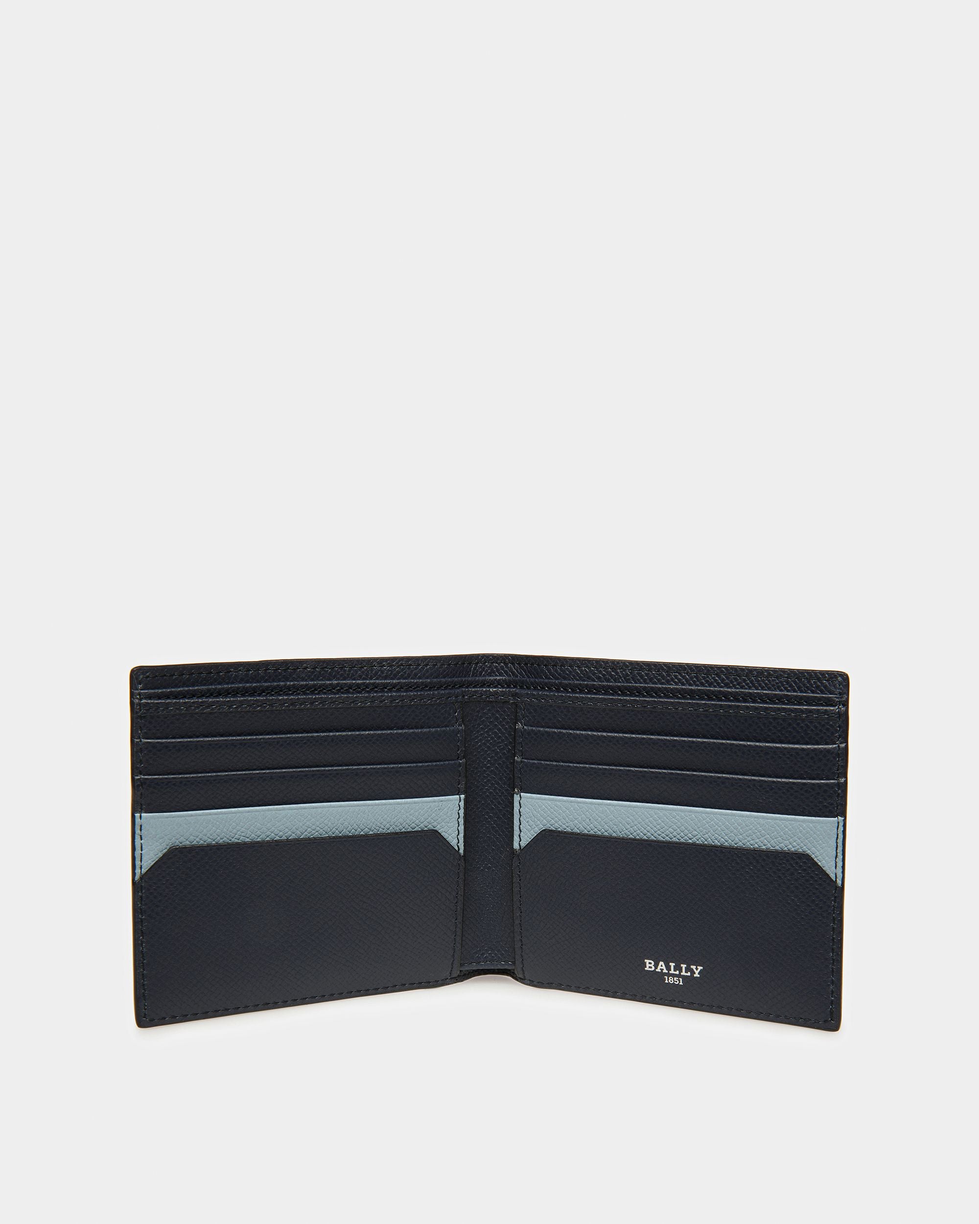 Brasai Leather Wallet In Midnight Blue And Light Blue - Men's - Bally - 03