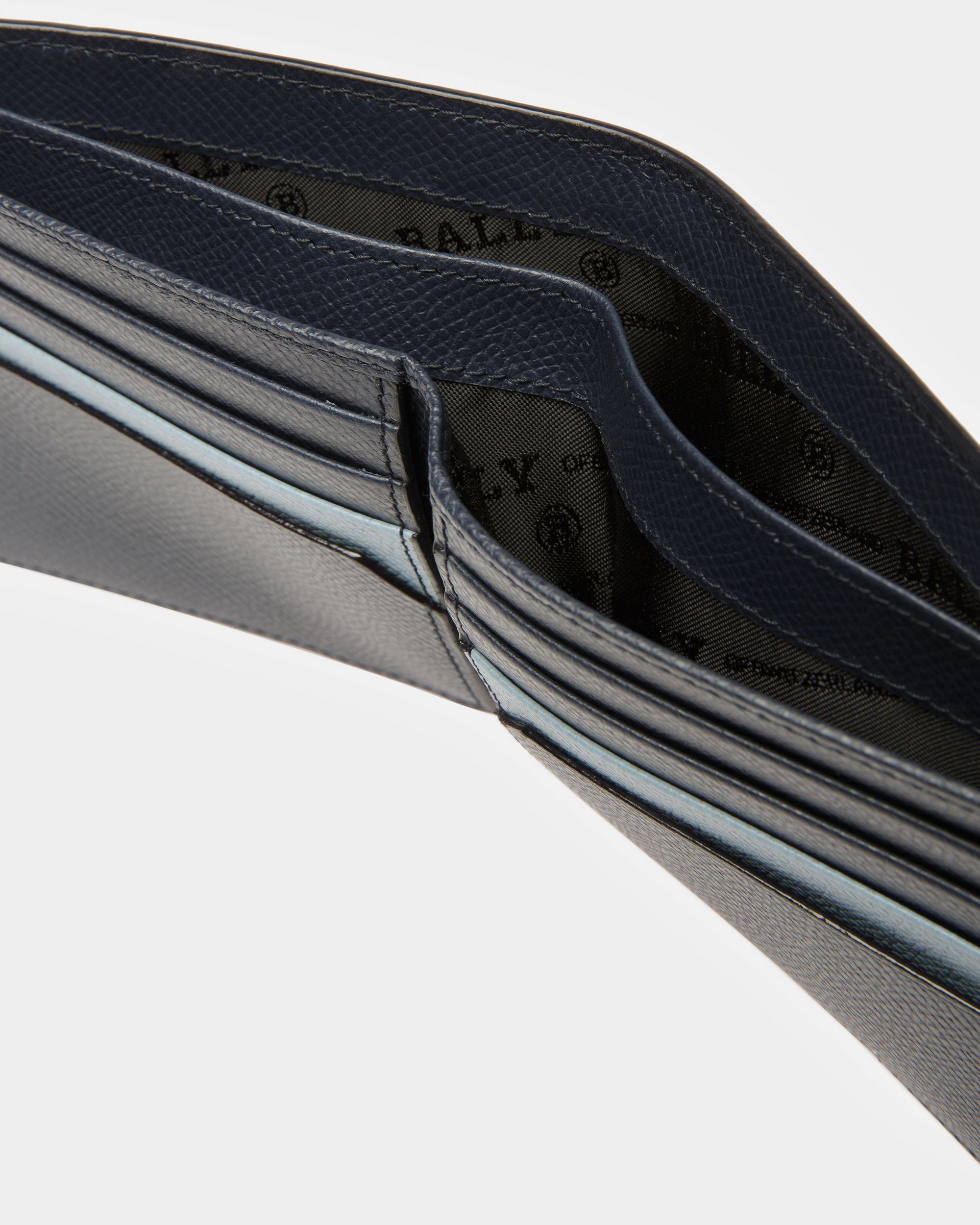 Brasai Leather Wallet In Midnight Blue And Light Blue - Men's - Bally - 04