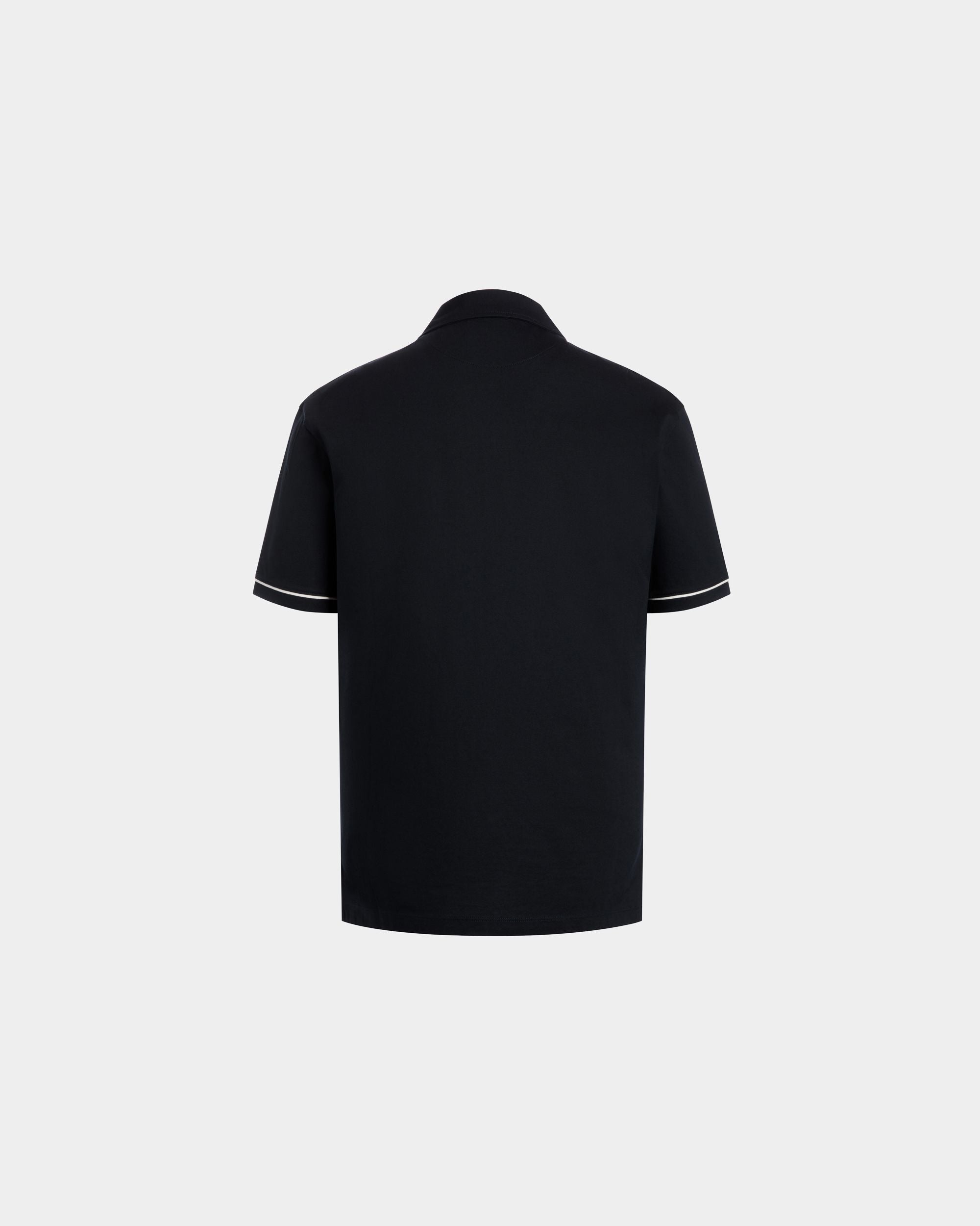 Polo Shirt in Blue Piqué-Knit Cotton - Men's - Bally - 03