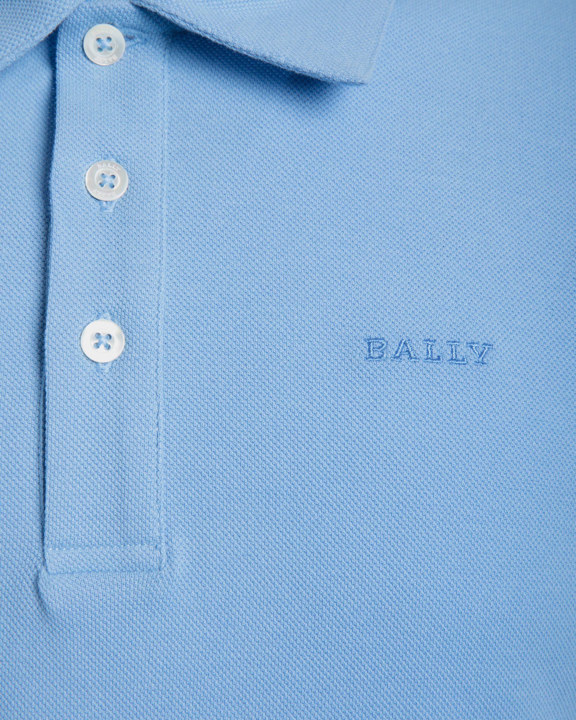 Polo Shirt in Blue Piqué-Knit Cotton - Men's - Bally - 02