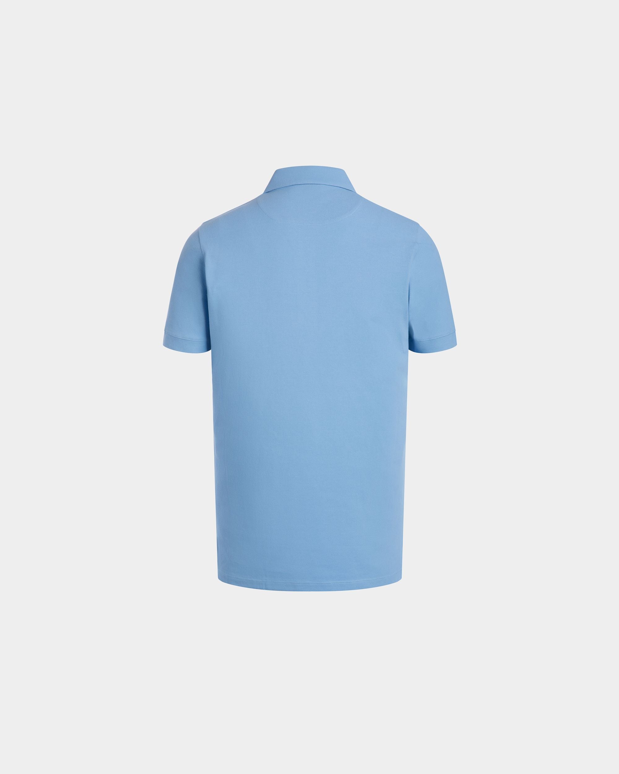 Polo Shirt in Blue Piqué-Knit Cotton - Men's - Bally - 03