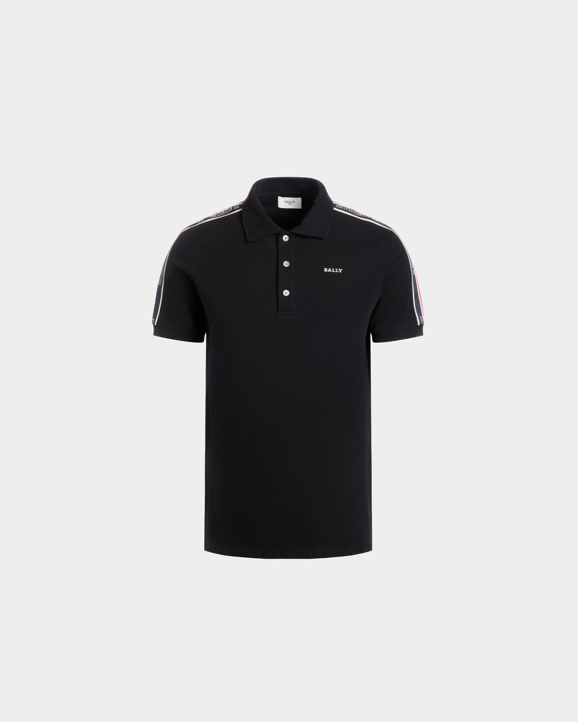 Polo Shirt in Black Piqué-Knit Cotton - Men's - Bally - 01