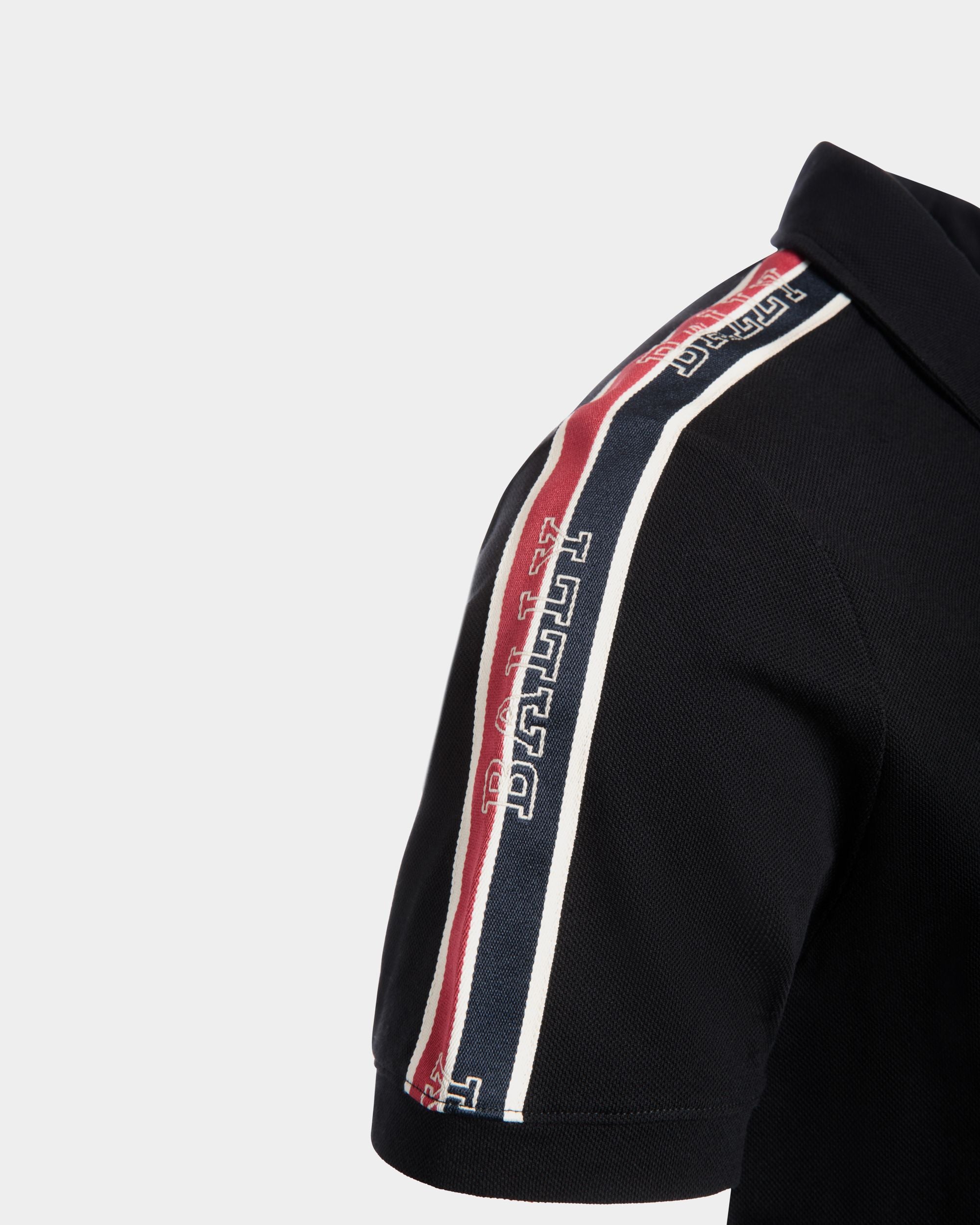 Polo Shirt in Black Piqué-Knit Cotton - Men's - Bally - 02