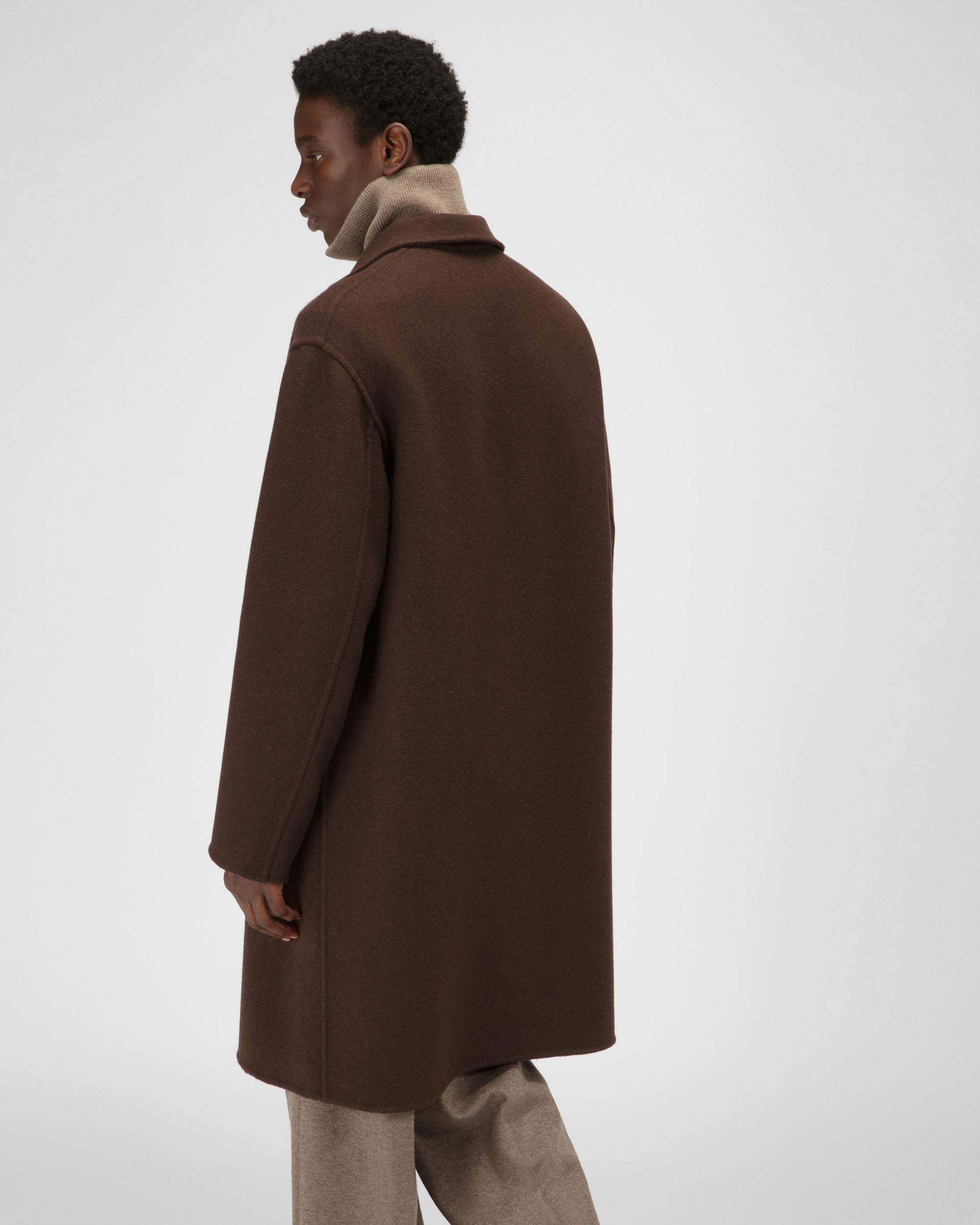 Manteau En Laine Mélangée Marron Ébène - Homme - Bally - 03
