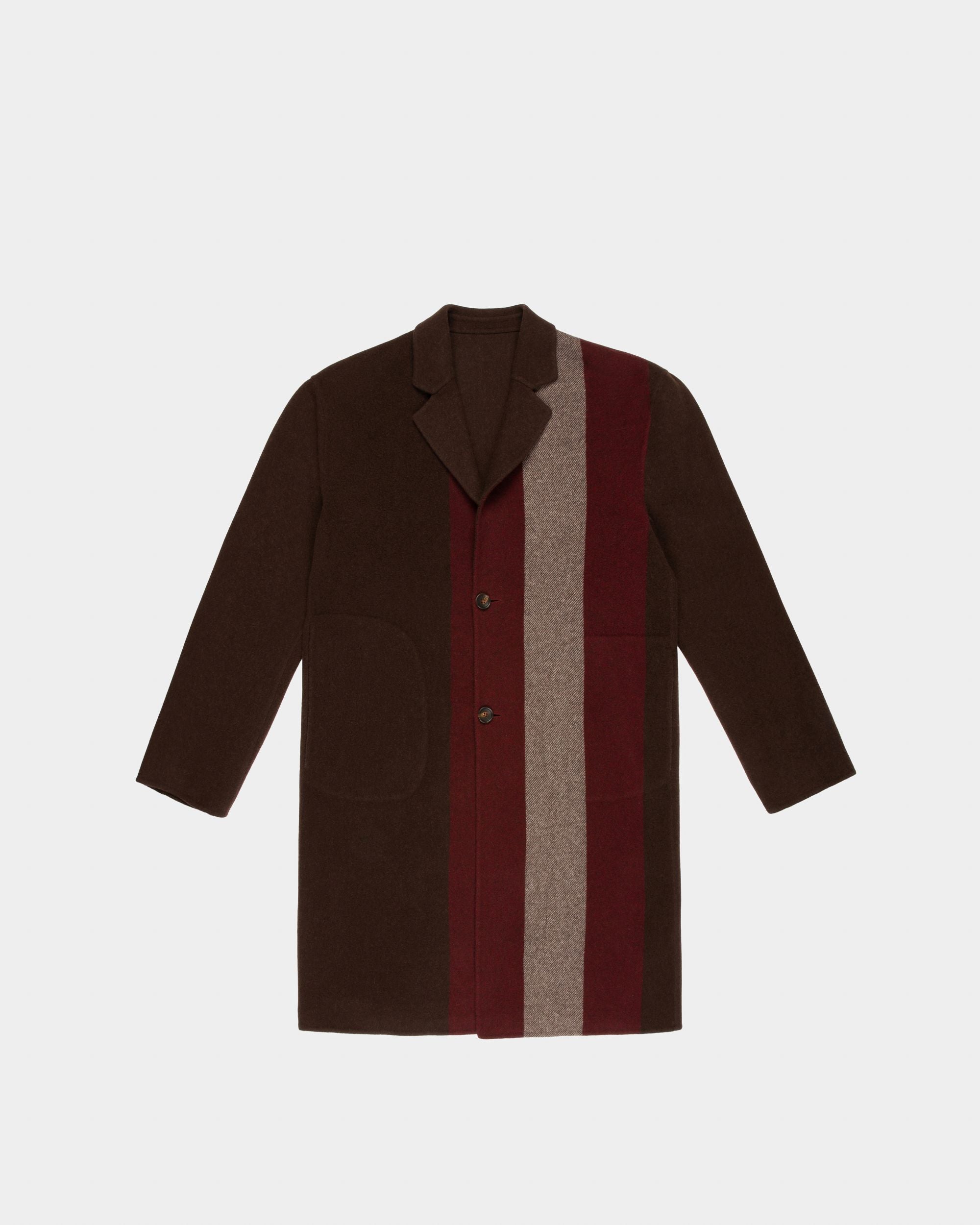 Manteau En Laine Mélangée Marron Ébène - Homme - Bally - 04