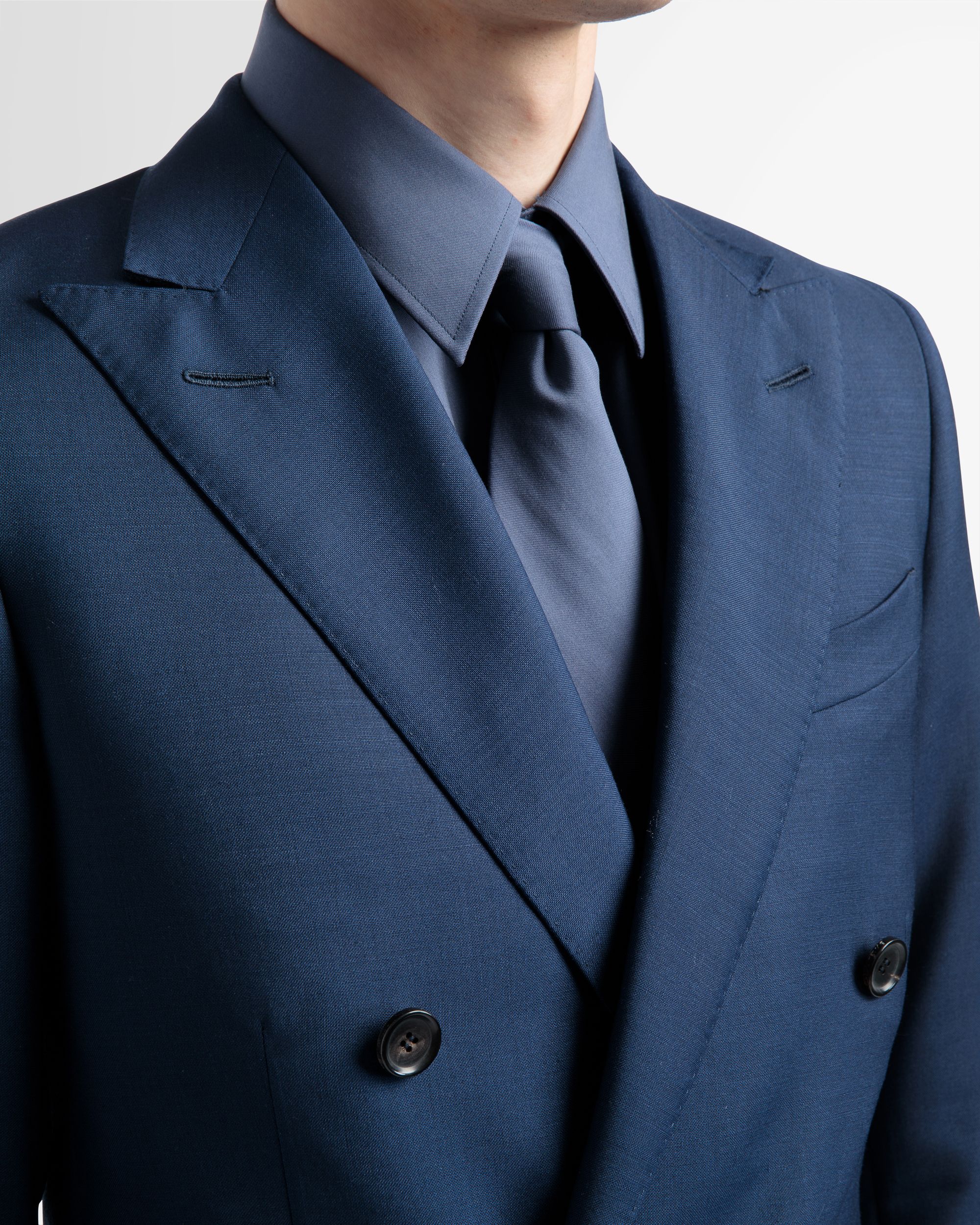 Wool Mix Double Breasted Jacket In Navy - Men's - Bally - 03