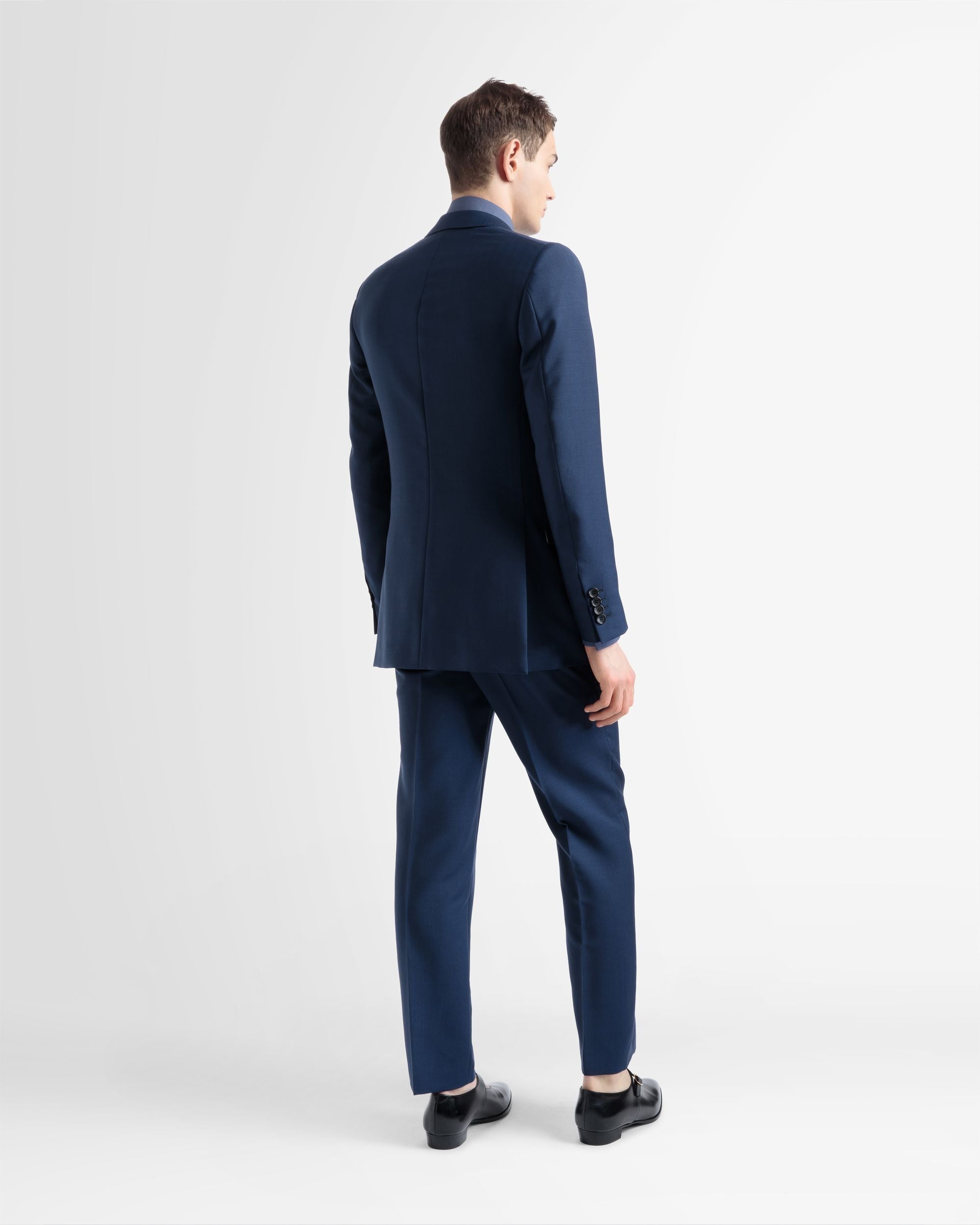 Wool Mix Double Breasted Jacket In Navy - Men's - Bally - 05