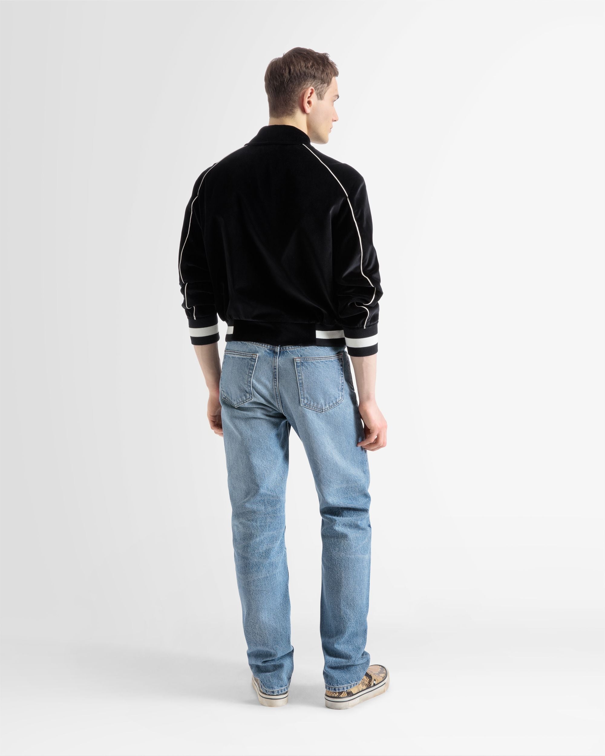 Bestickte Bomberjacke Aus Samt In Schwarz - Herren - Bally - 05
