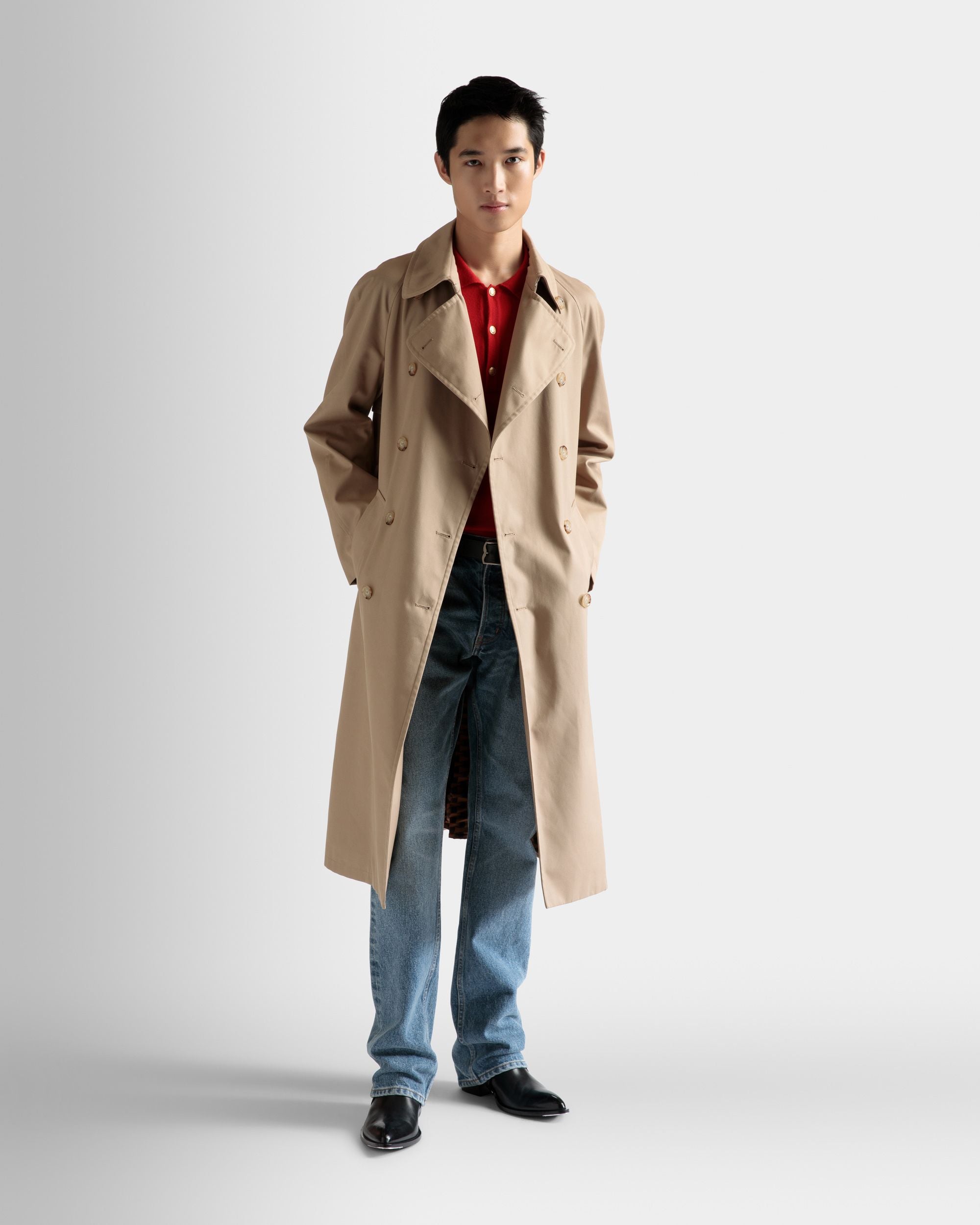 Trench Coat In Brown Cotton - Men's - Bally - 02