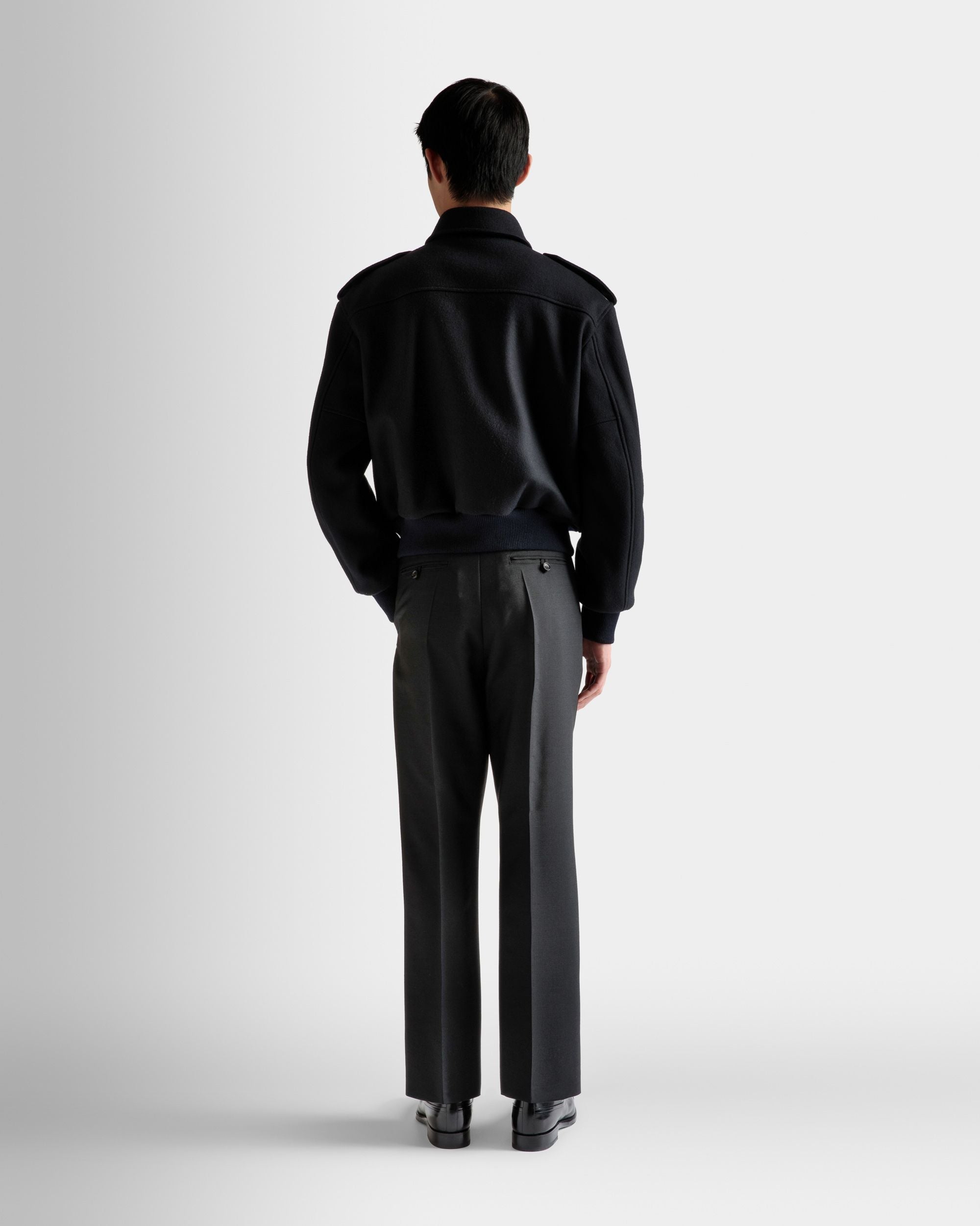 Blouson bomber En laine mélangée bleu marine - Homme - Bally - 06