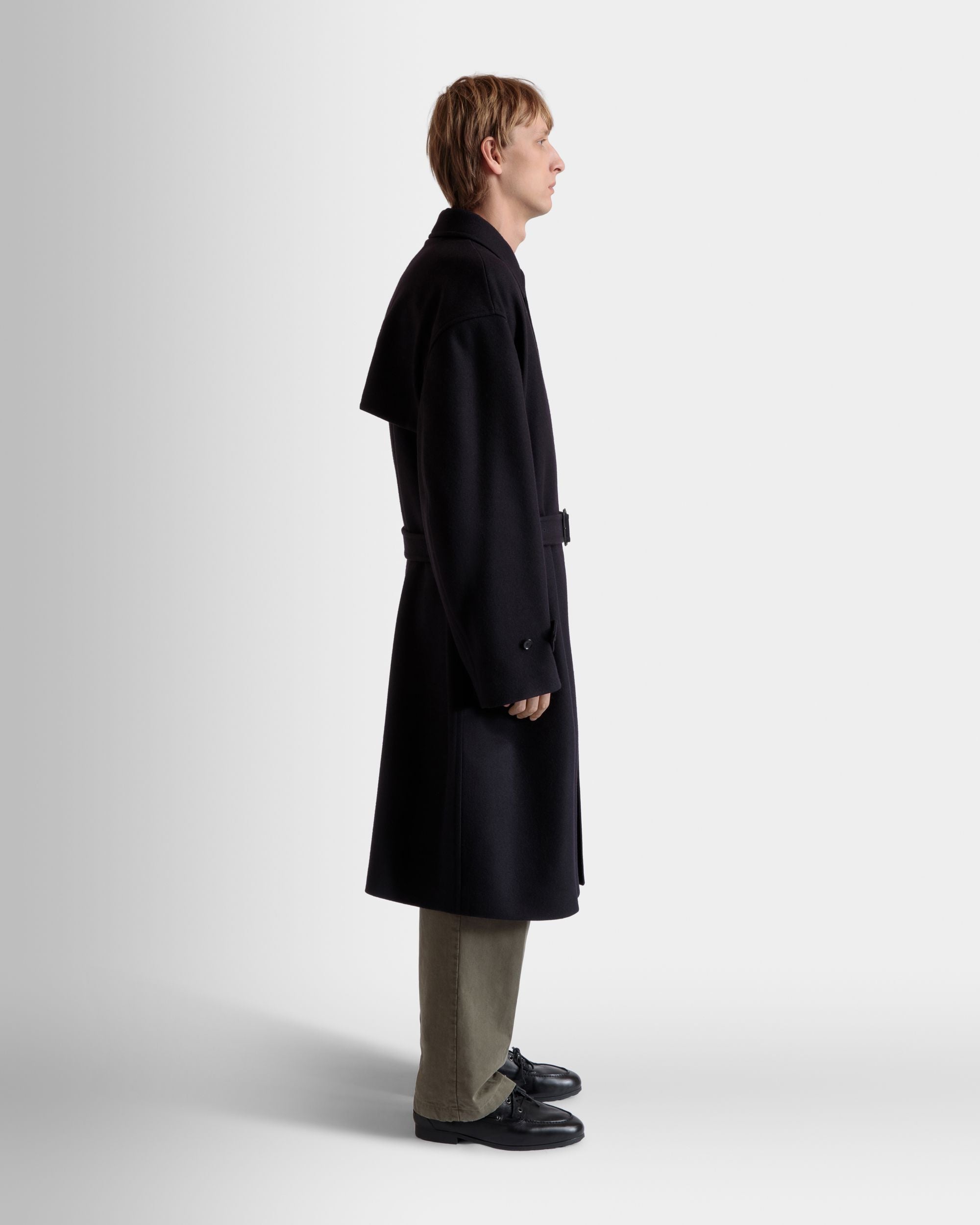 Einreihiger Mantel Aus Einer Wollmischung In Navy Blue - Herren - Bally - 07