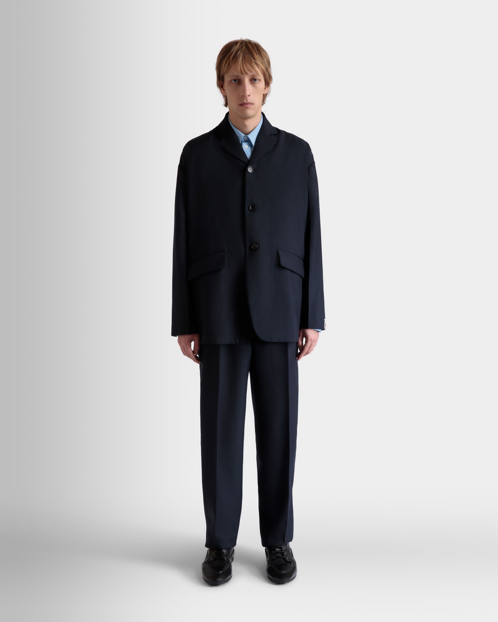 Blazer In Navy Blue Wool Blend - Men's - Bally - 02