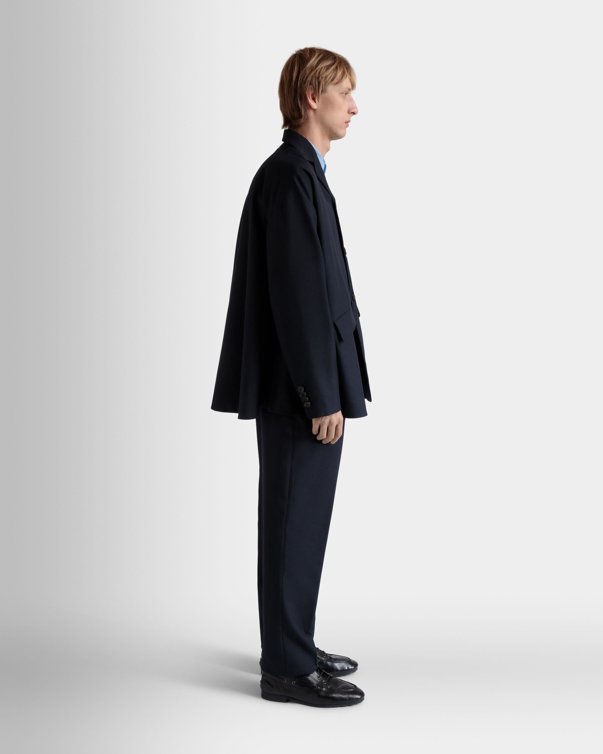 Blazer De Mezcla De Lana Navy Blue - Hombre - Bally - 05