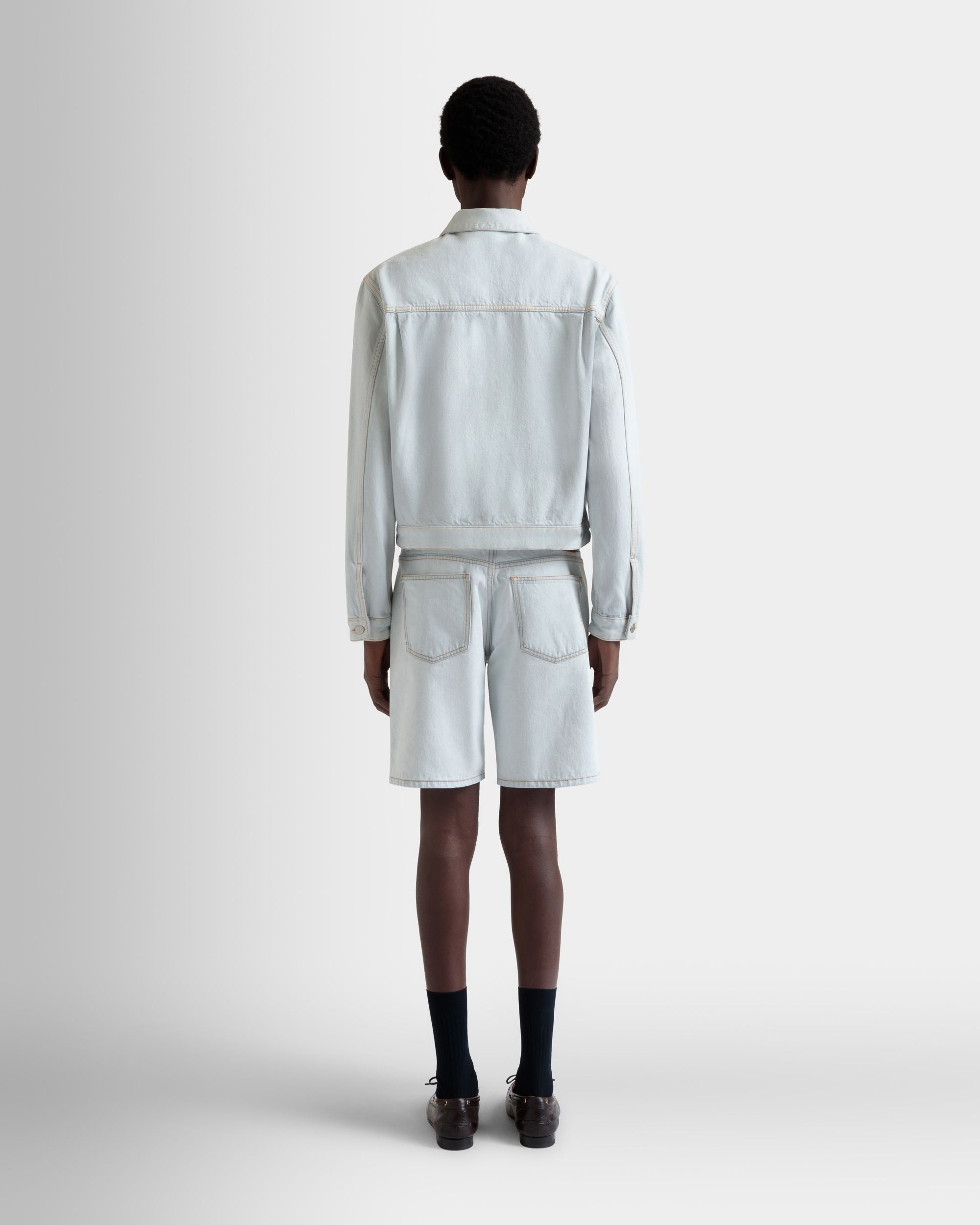 Trucker Jacket in Light Blue Cotton - Homme - Bally - 06