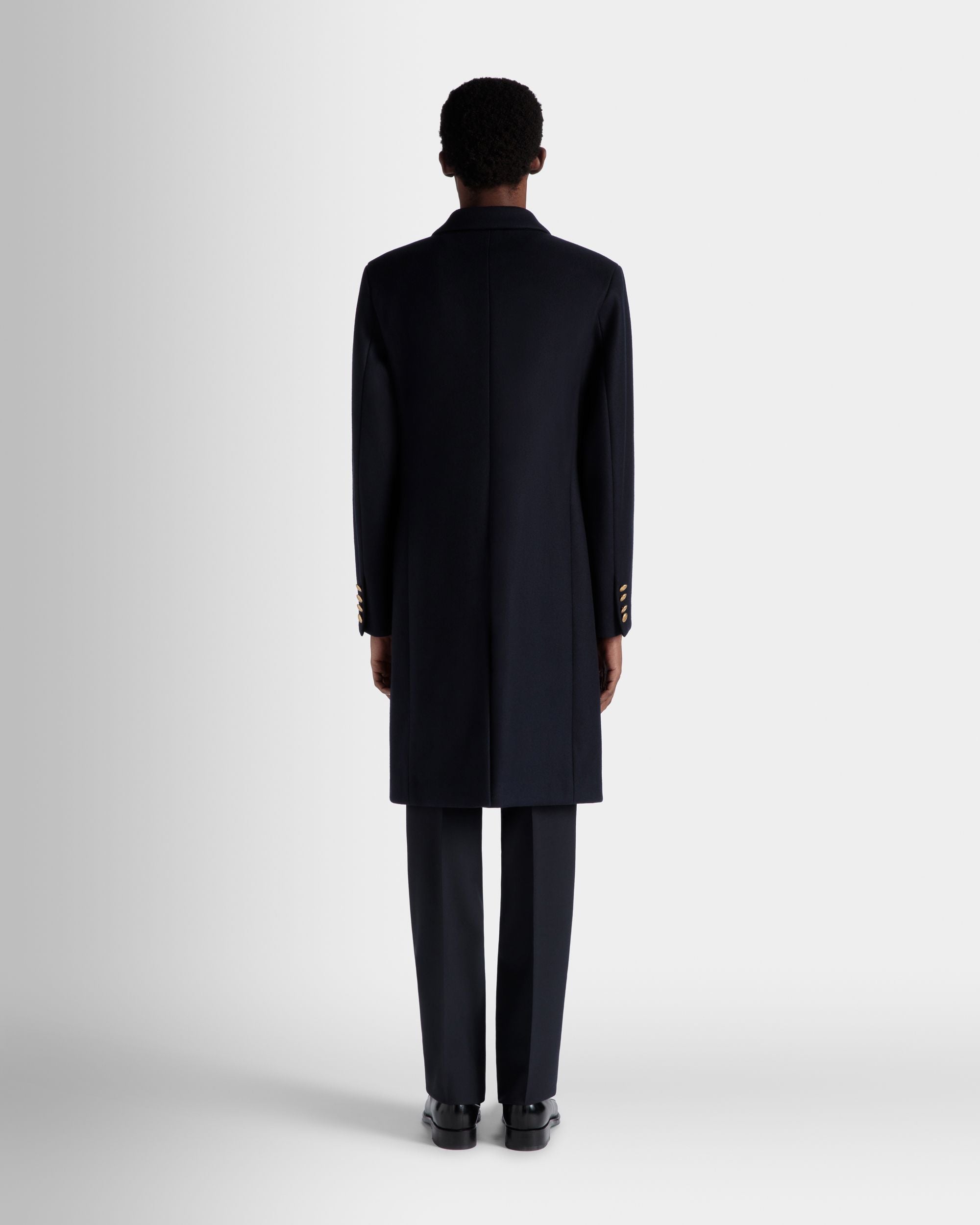 Manteau Droit Collection Voyage Adrien Brody En Laine Mélangée Navy Blue - Homme - Bally - 08