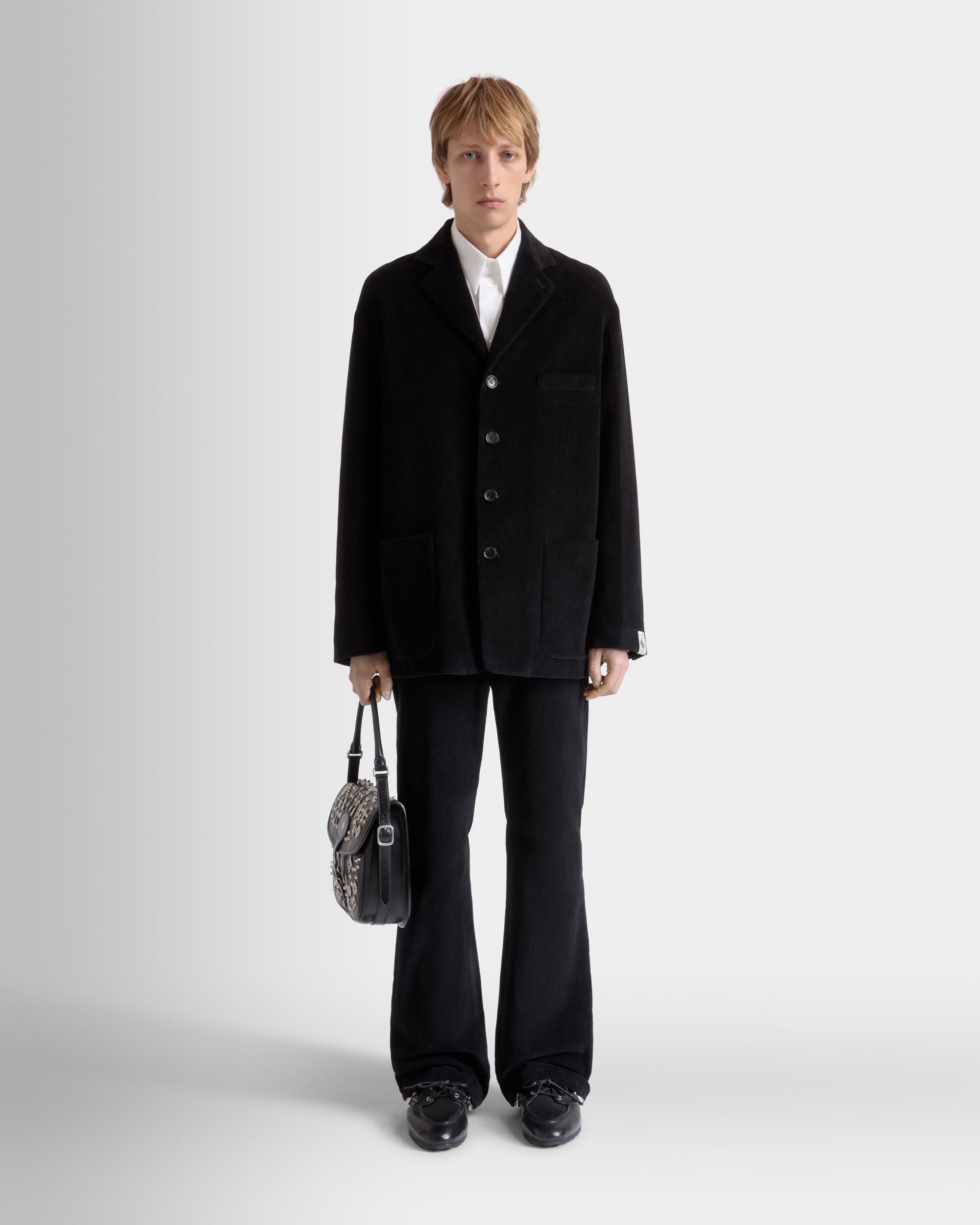 Blazer En Velours Côtelé De Coton Noir - Homme - Bally - 02