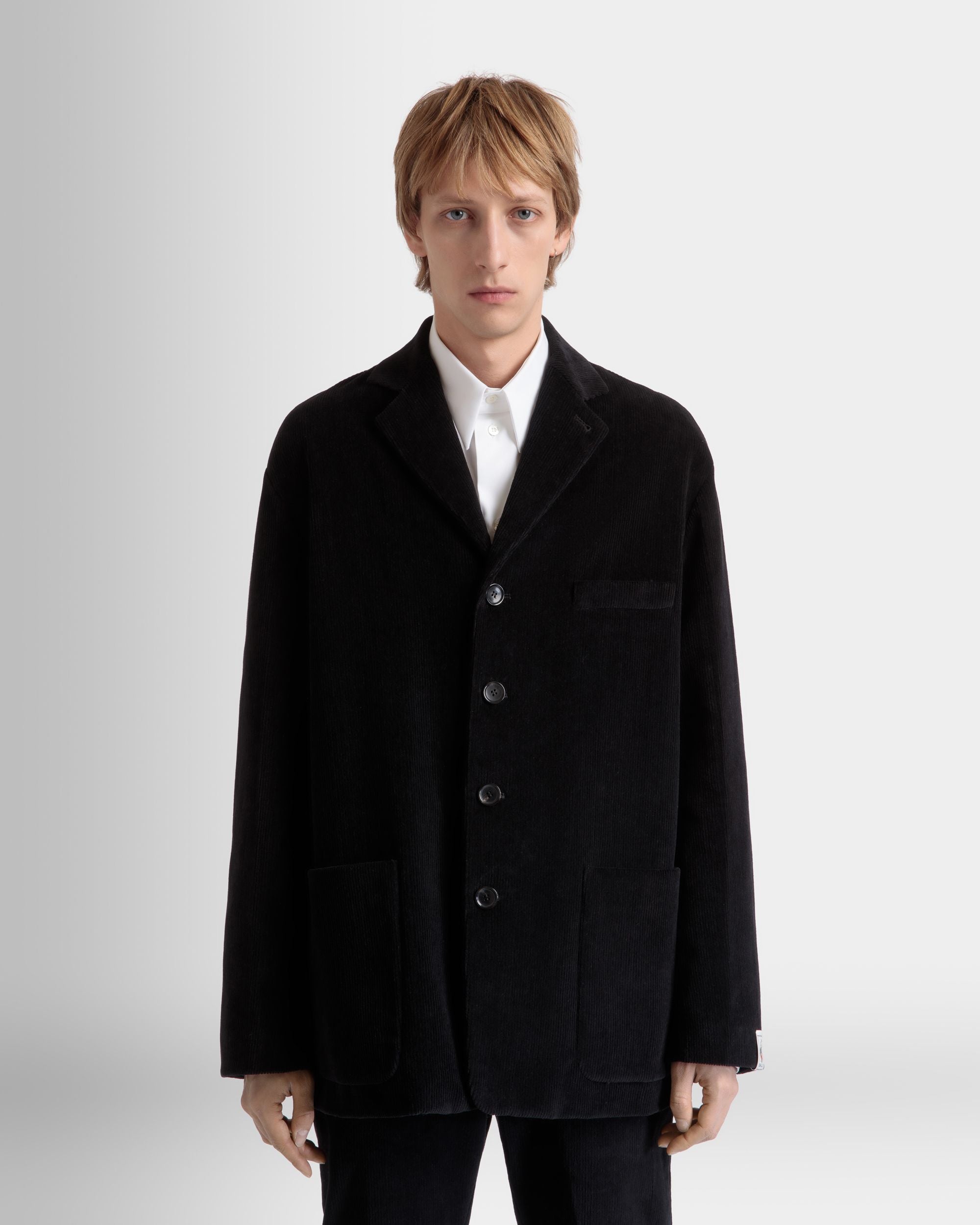 Blazer En Velours Côtelé De Coton Noir - Homme - Bally - 03