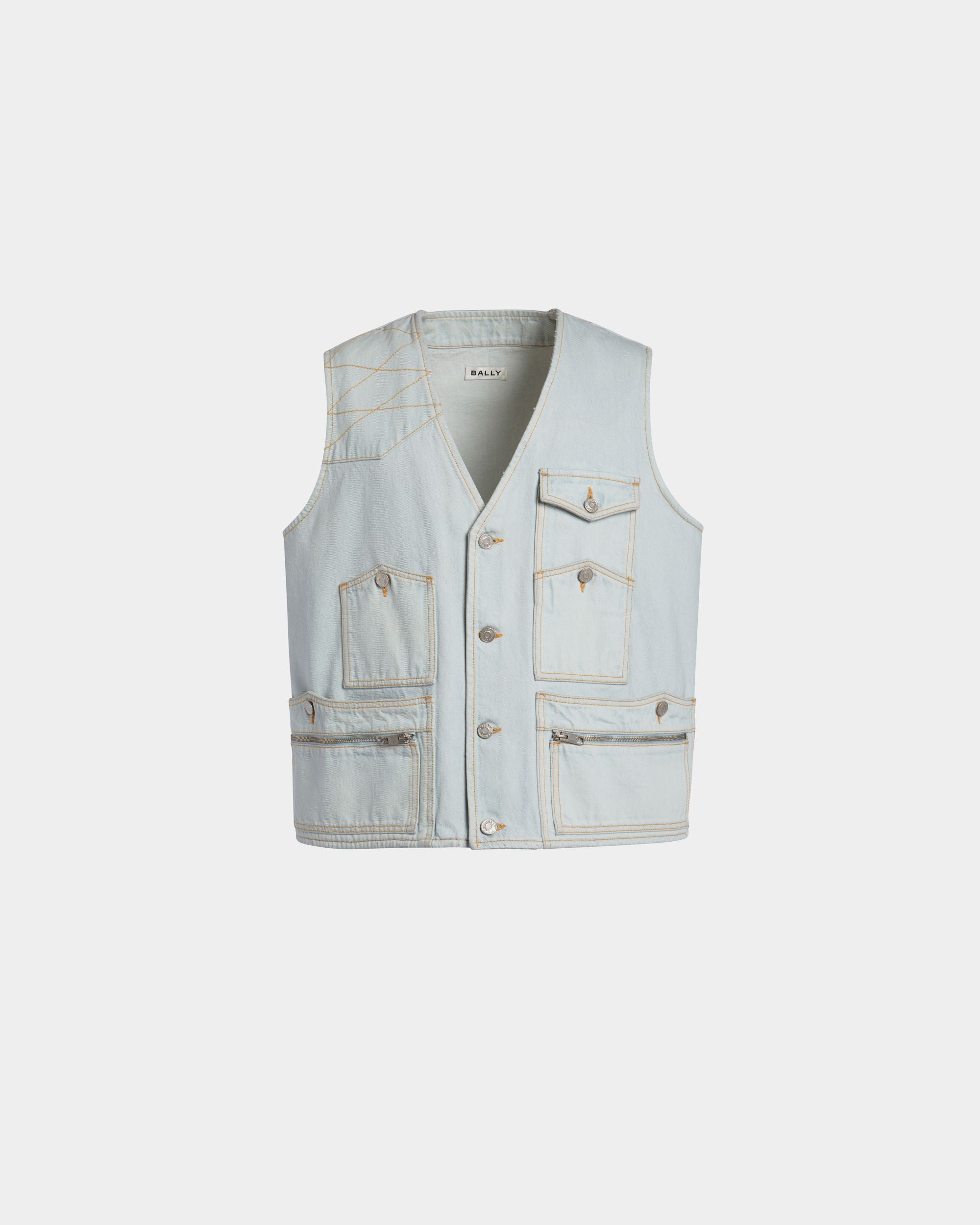 Vest in Light Blue Cotton - Homme - Bally - 01