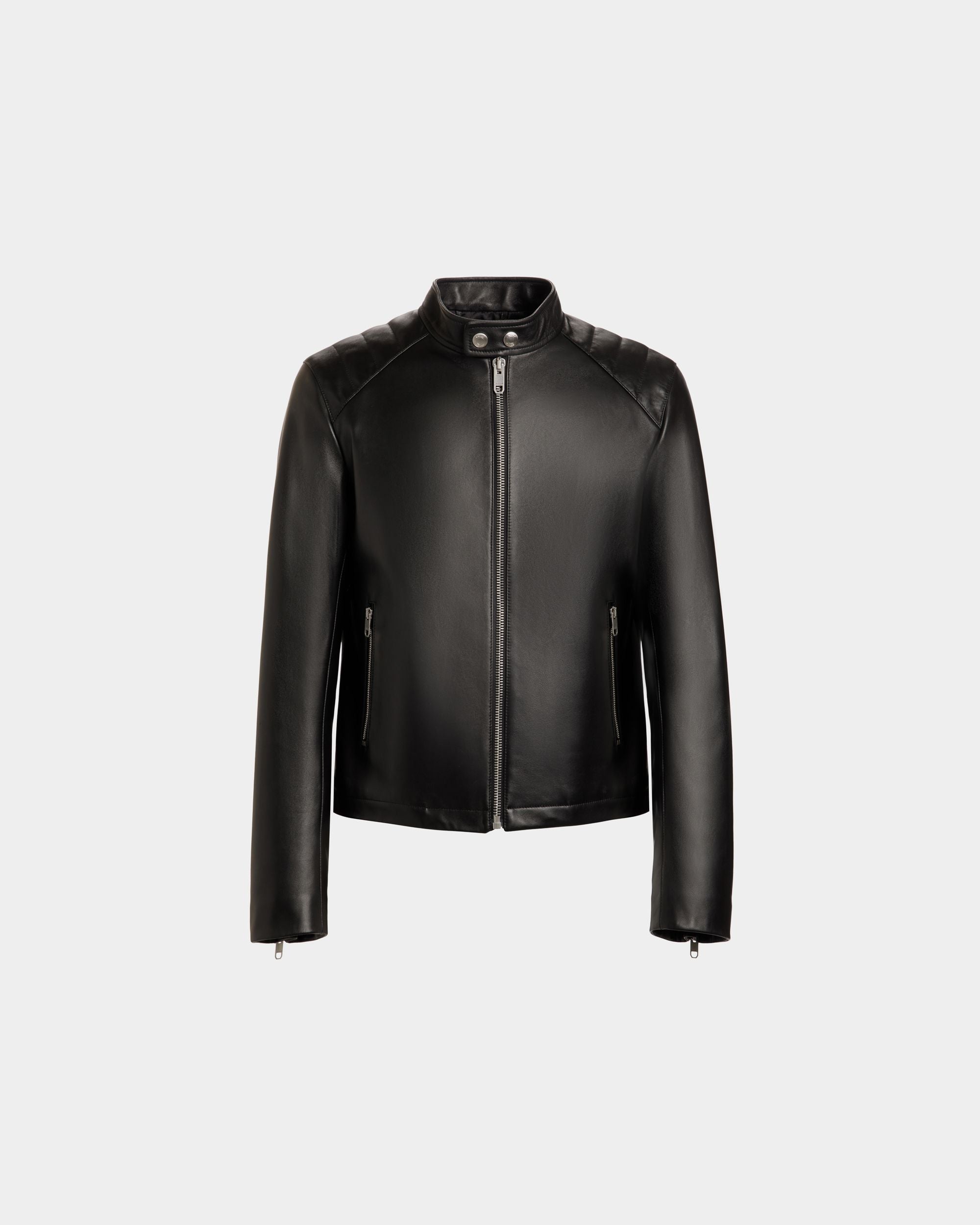 Blouson De Motard En Cuir Noir - Homme - Bally - 01