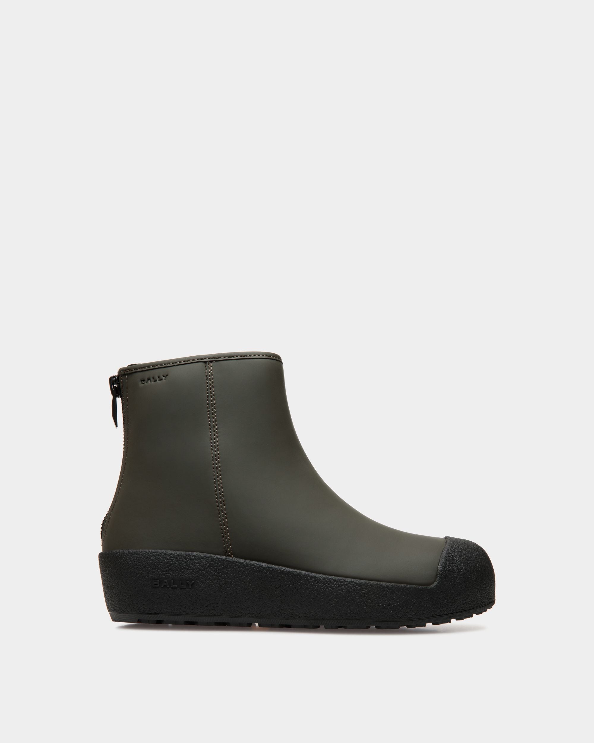 Bally Curling Stiefelette Aus Gummiertem Leder In Military Green - Herren - Bally - 01