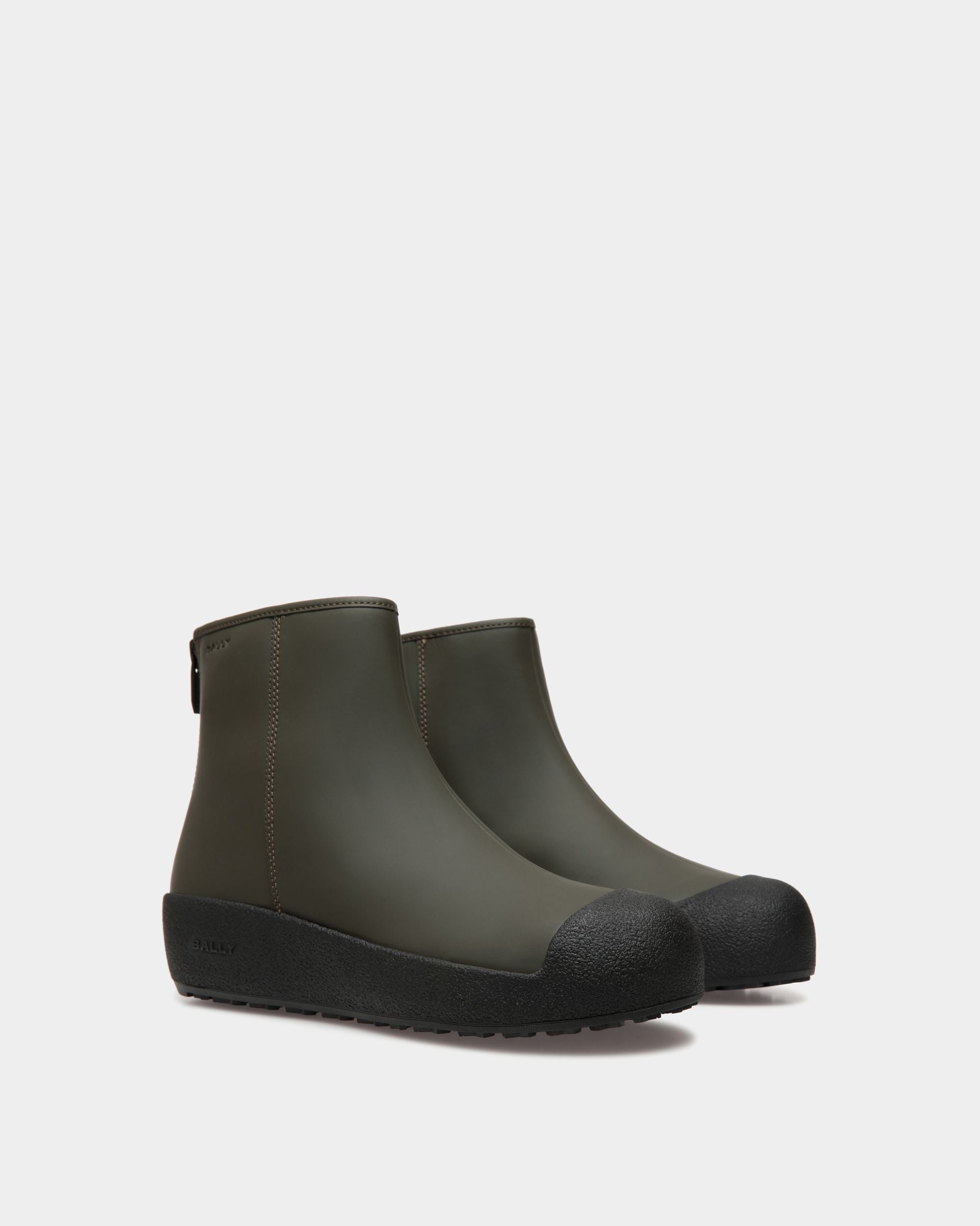 Bally Curling Stiefelette Aus Gummiertem Leder In Military Green - Herren - Bally - 03