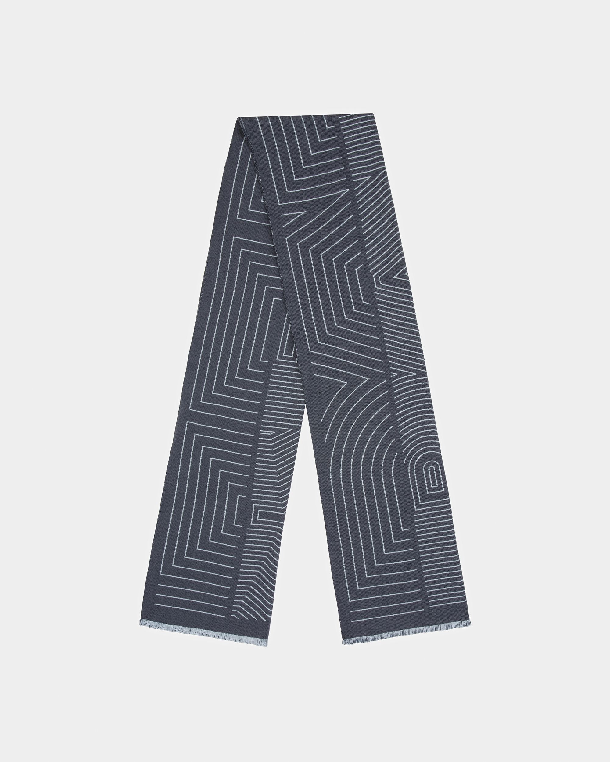 Wool Scarf In Navy - Men's - Bally - 01