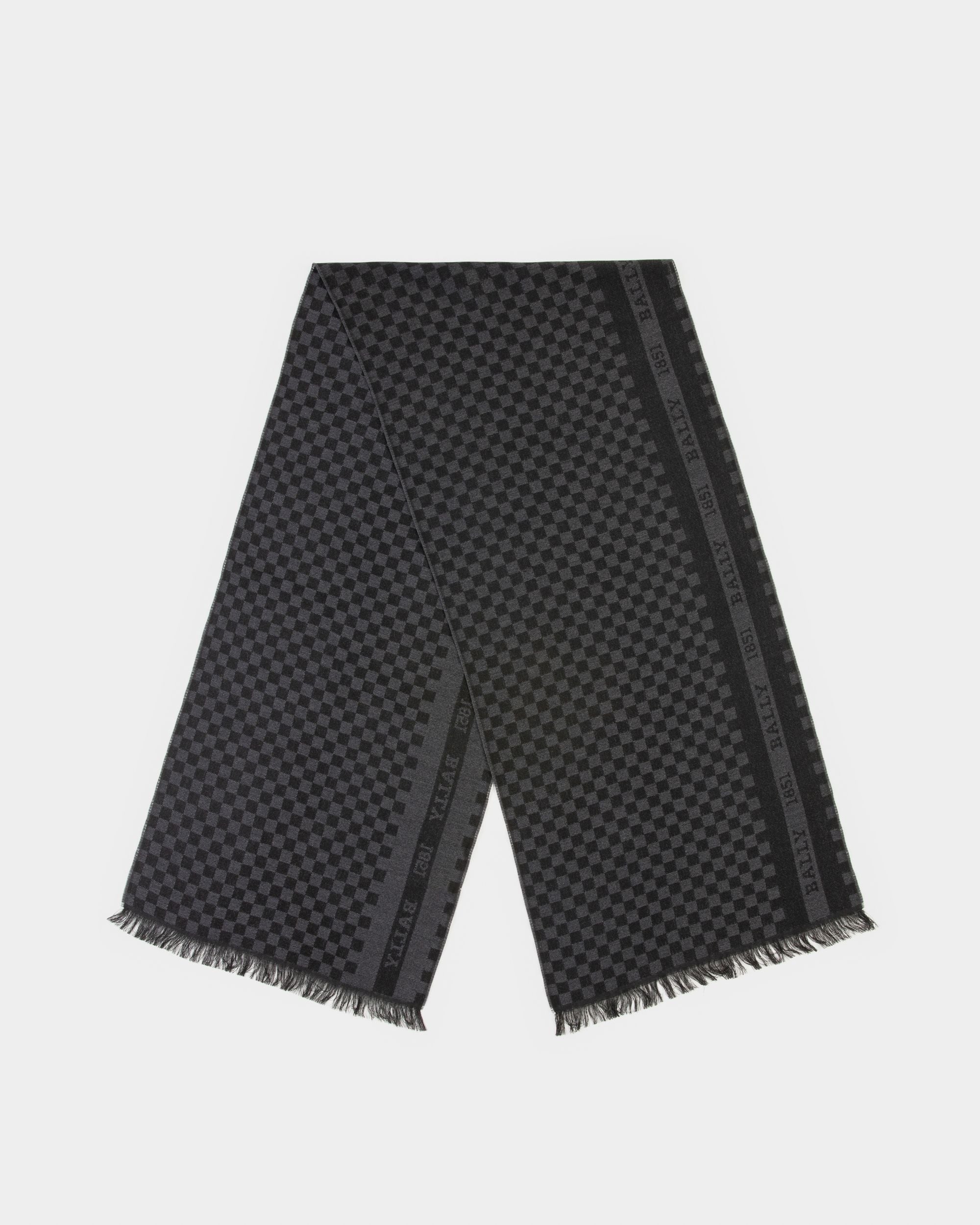 Écharpe À Carreaux Accessoire En Laine Grise - Homme - Bally - 01