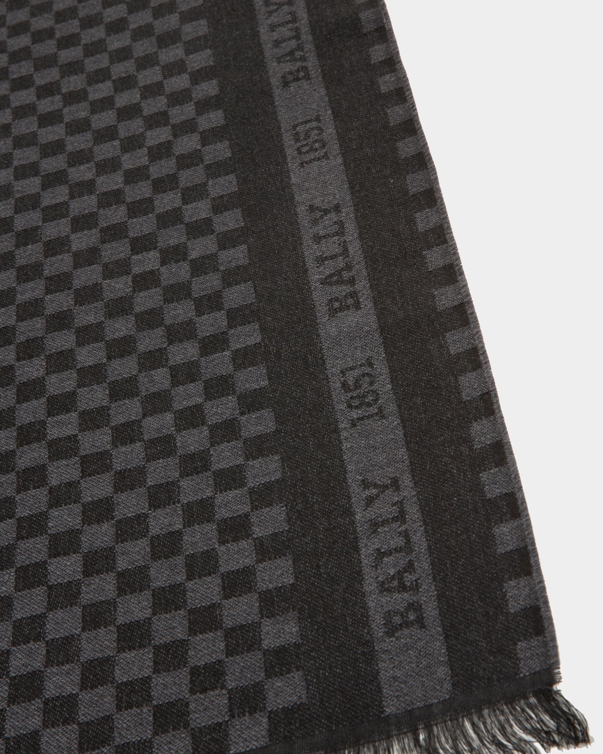 Écharpe À Carreaux Accessoire En Laine Grise - Homme - Bally - 02