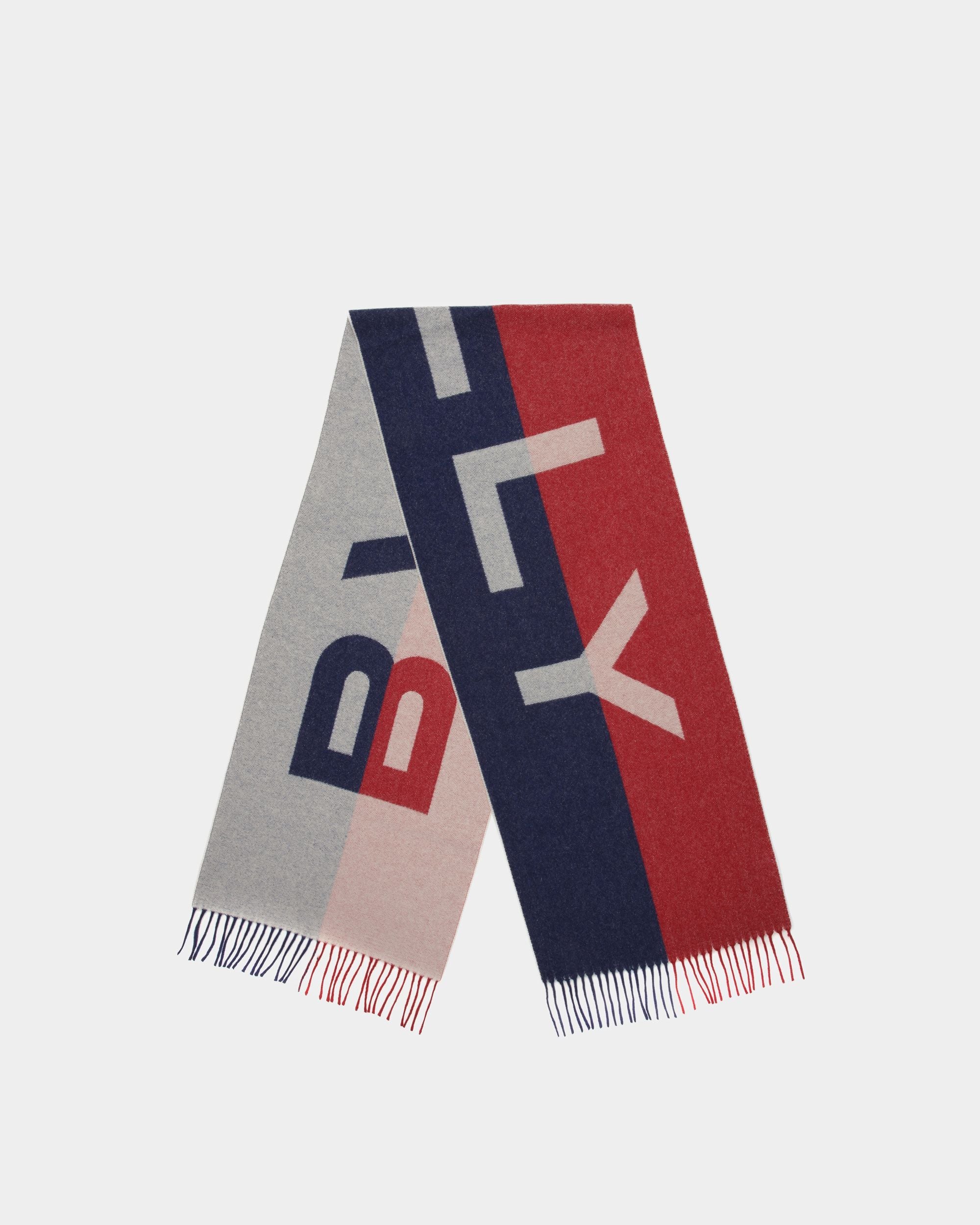 Pañuelo Bicolor Con Logo De Tela Rubí Oscuro Y Azul Marino - Hombre - Bally - 01
