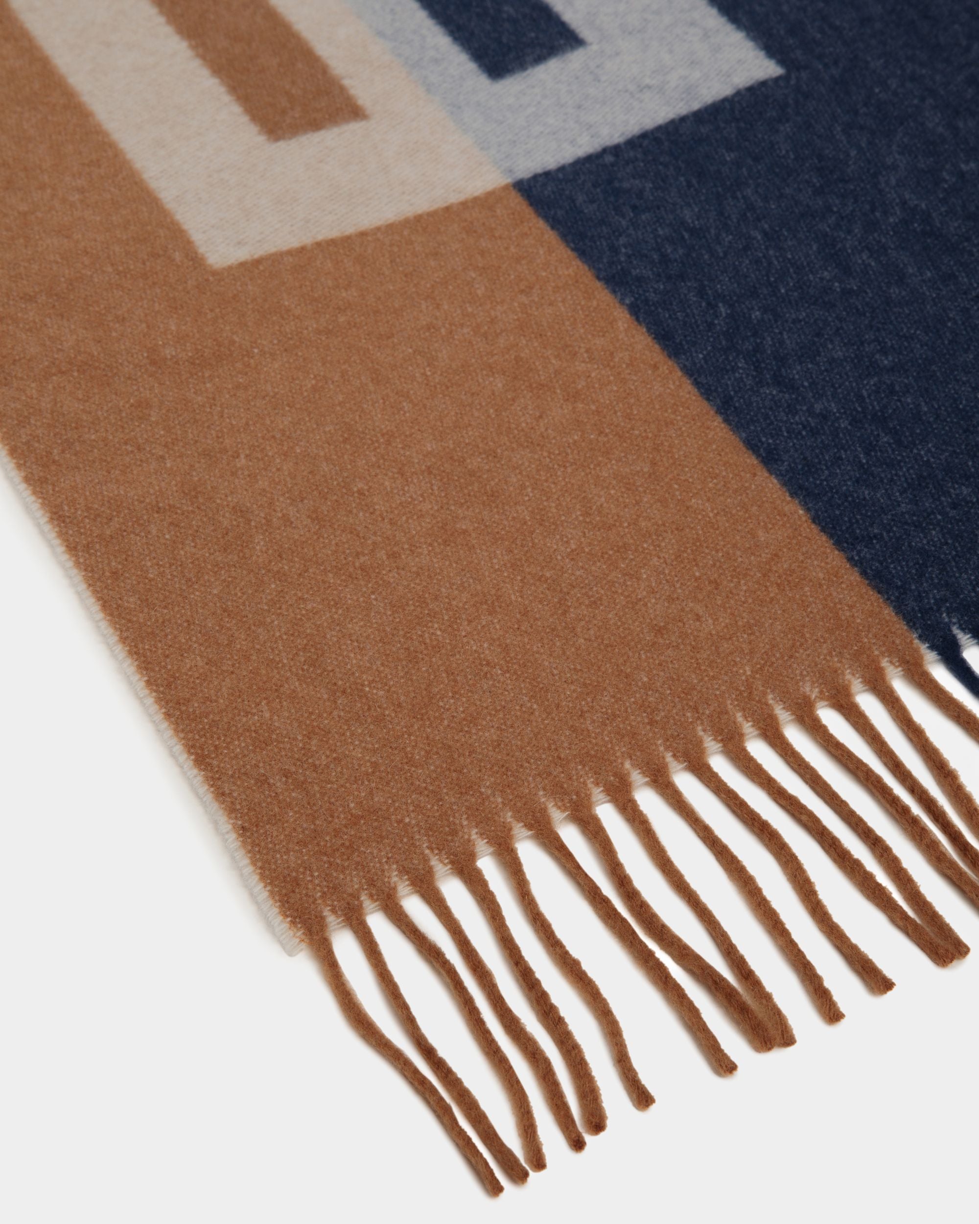Schal Mit Bally-Logo Aus Wolle In Braun Und Navy Blue - Herren - Bally - 02