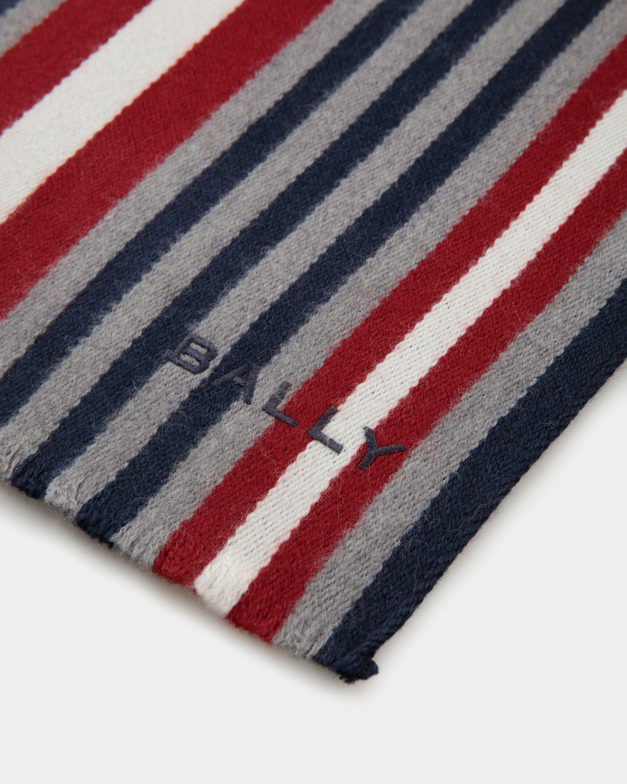 Bufanda De Lana Navy Blue A Rayas - Hombre - Bally - 02