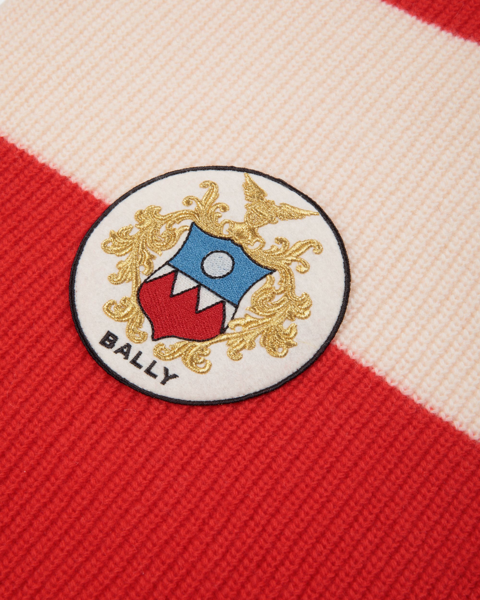 Schal Aus Wolle In Candy Red Und Elfenbein Mit Bally-Wappen-Logo - Herren - Bally - 02