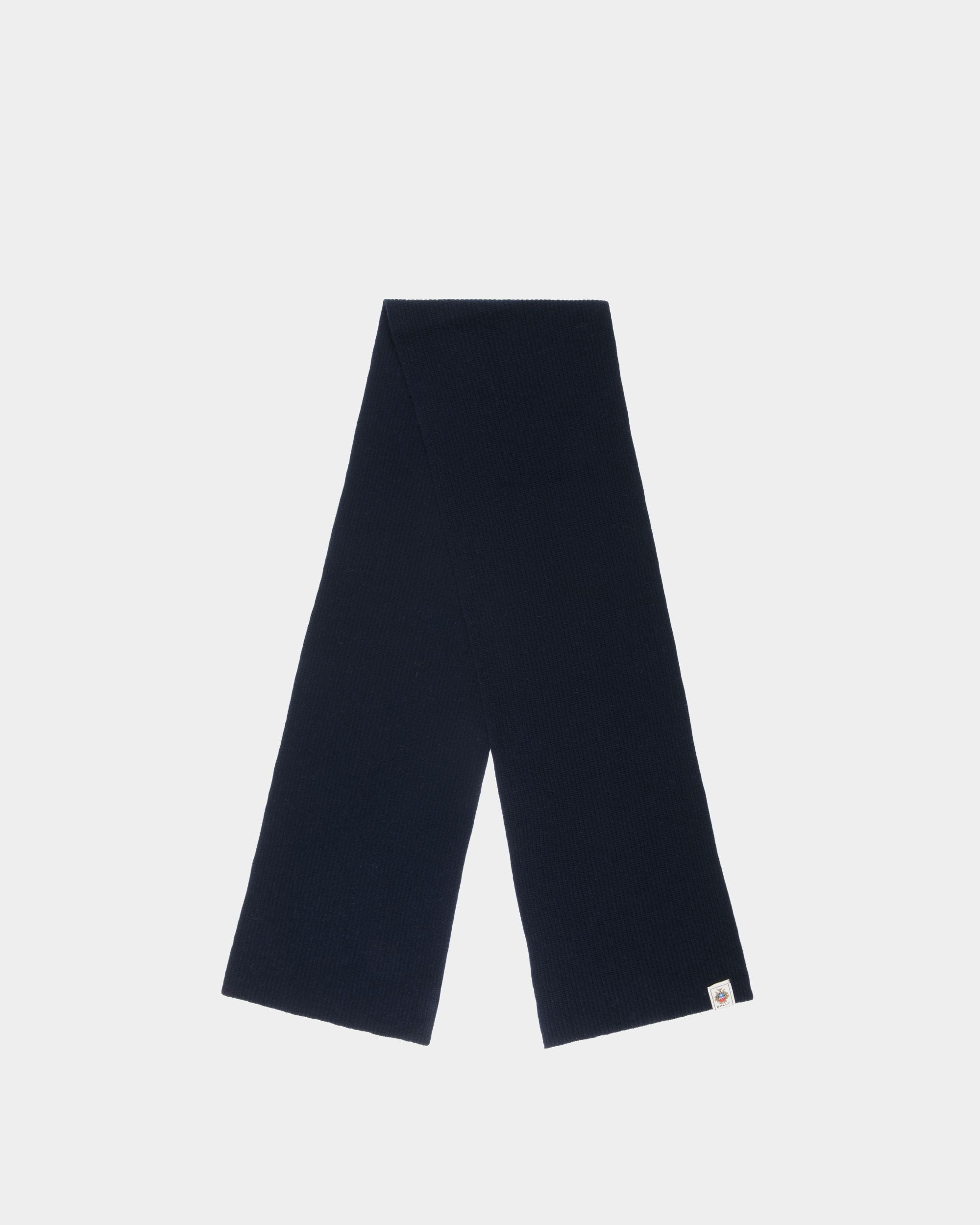 Écharpe Avec Logo Bally Crest En Laine Navy Blue - Homme - Bally - 01