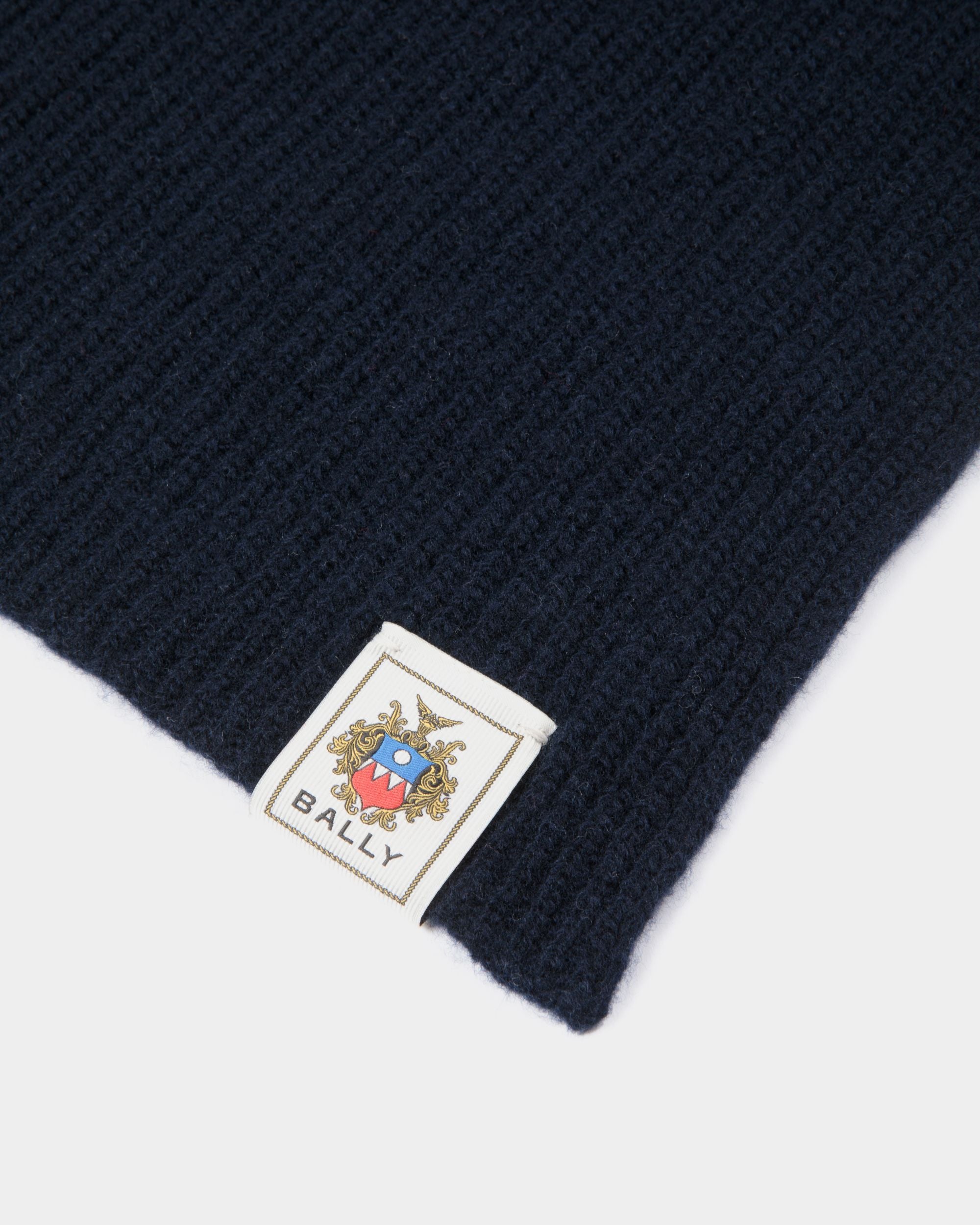 Écharpe Avec Logo Bally Crest En Laine Navy Blue - Homme - Bally - 02