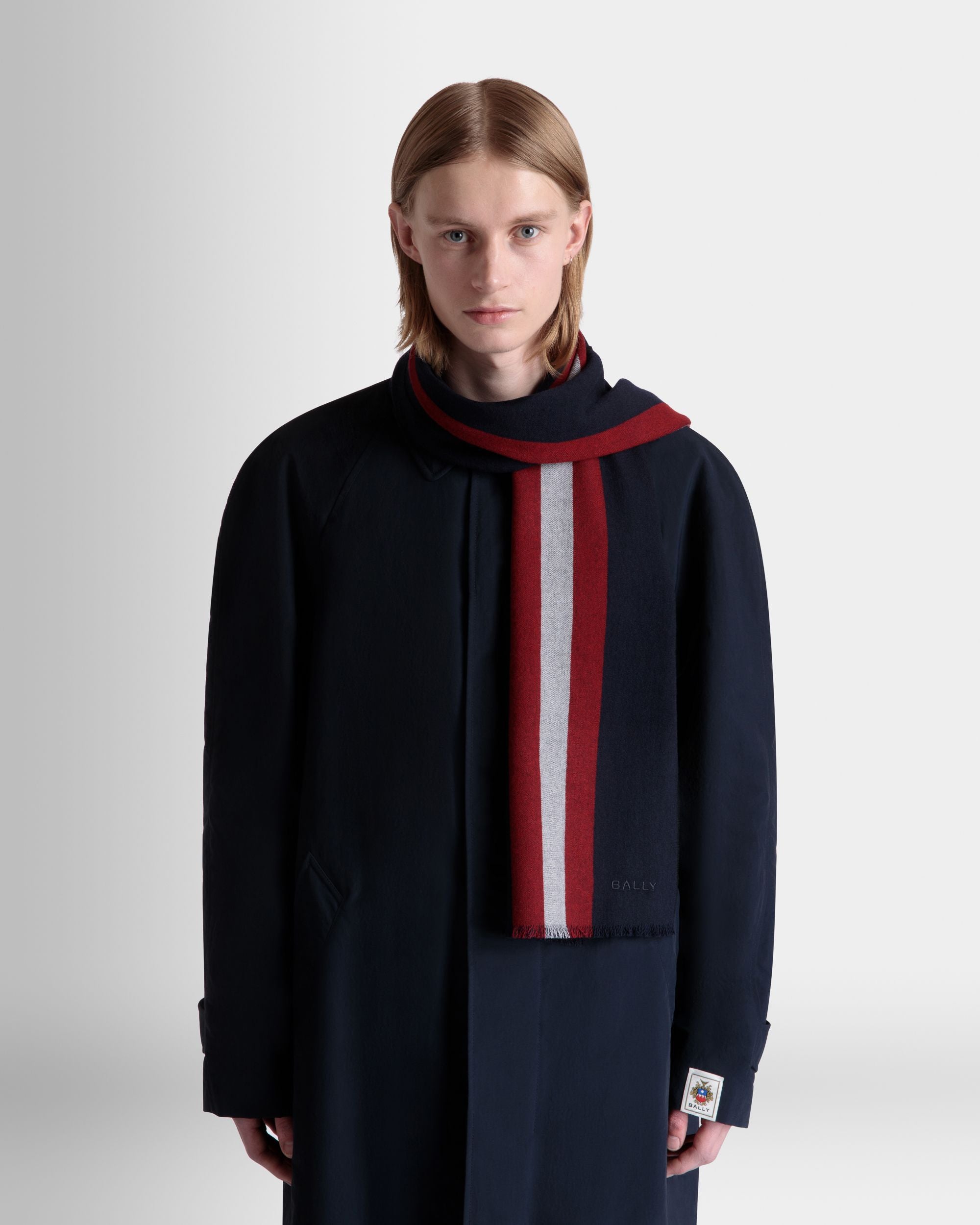 Schal Aus Wolle In Navy Blue - Herren - Bally - 02