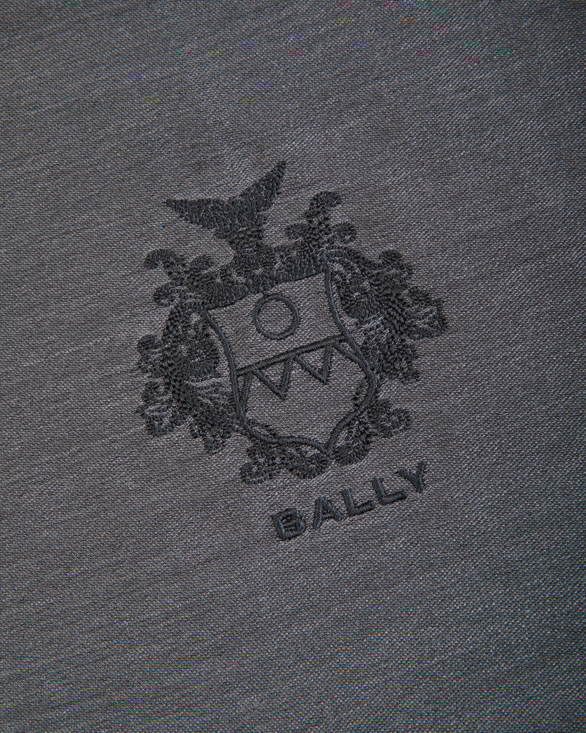 Écharpe Avec Détail Bally Crest En Soie Et Cachemire Dark Grey - Homme - Bally - 03