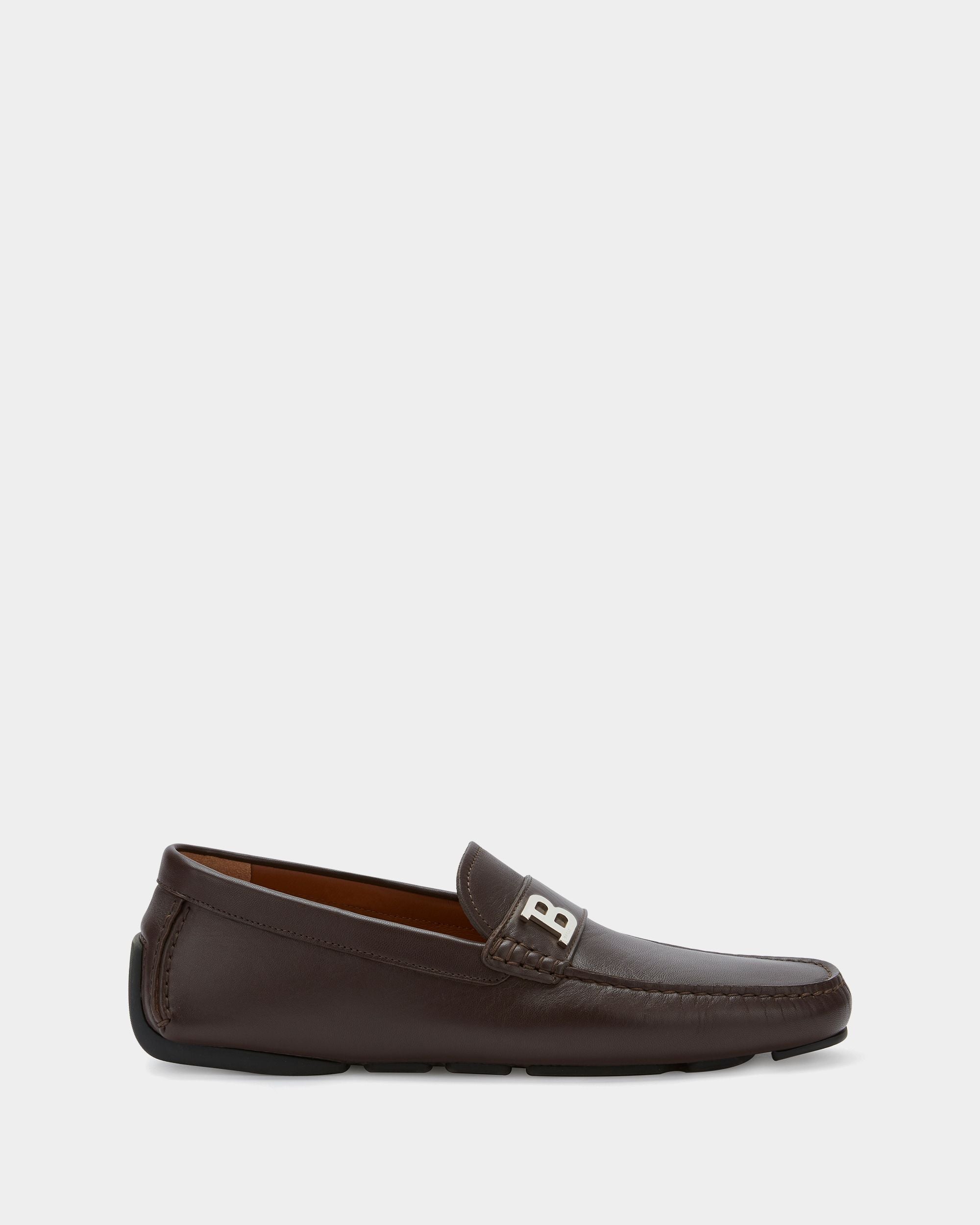 Mens Brown Leather Driving Shoes - Homme - Bally - 01