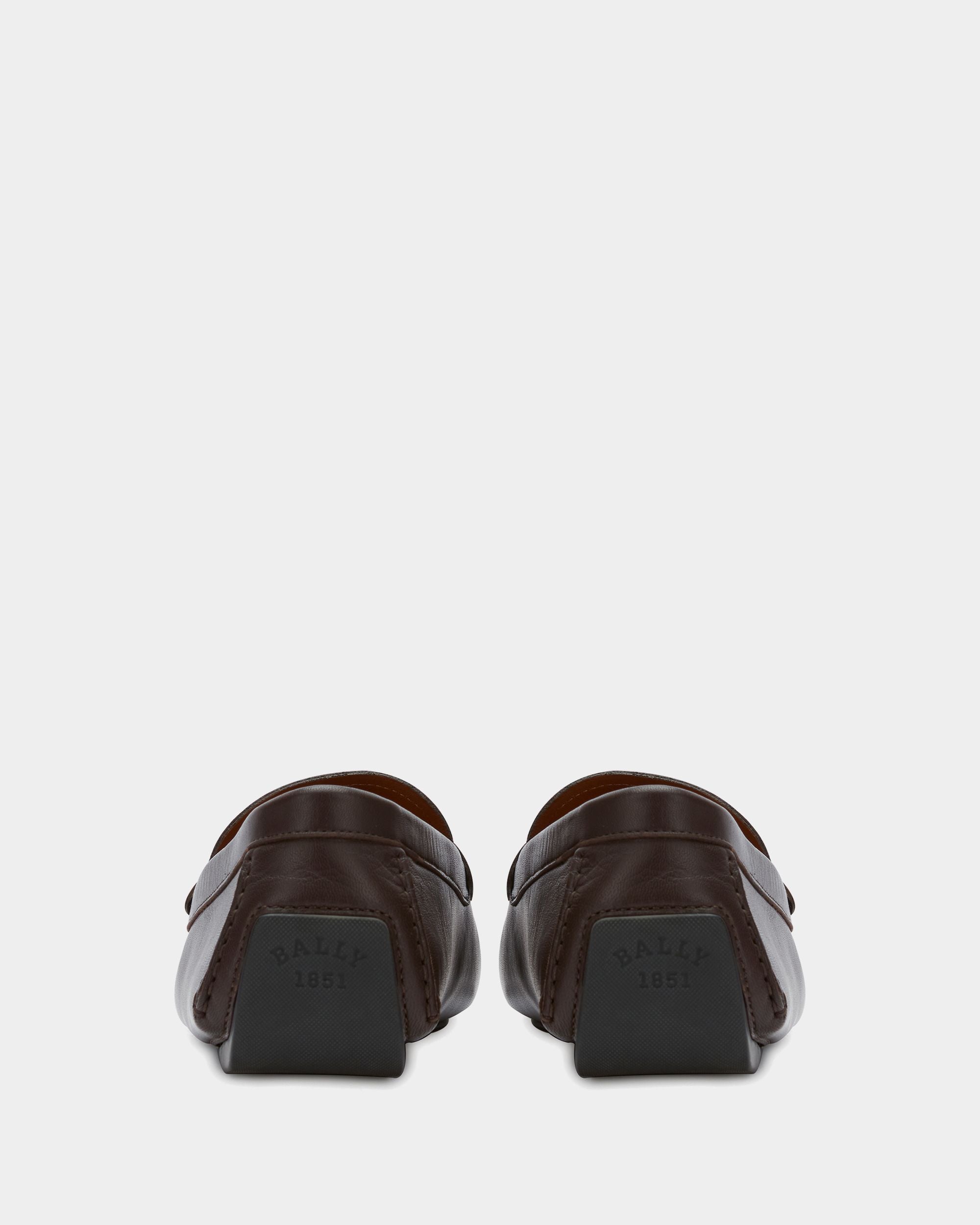 Mens Brown Leather Driving Shoes - Homme - Bally - 02