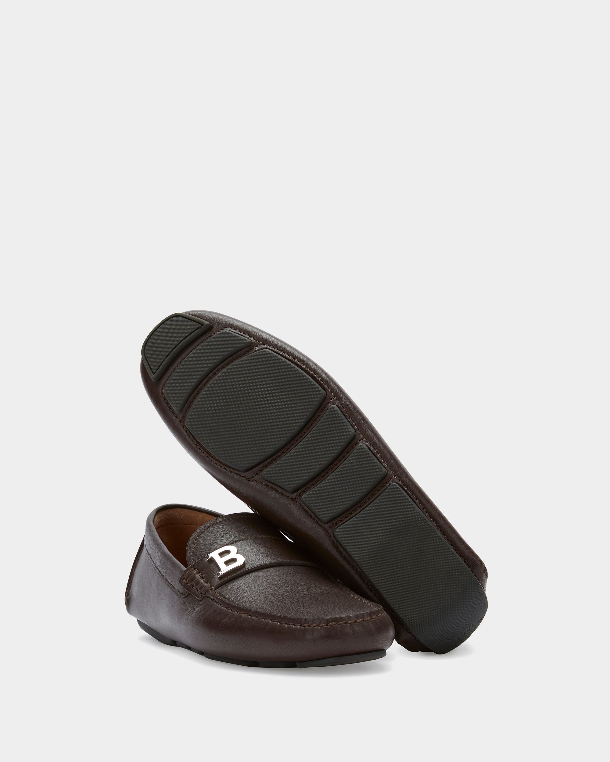 Mens Brown Leather Driving Shoes - Homme - Bally - 03