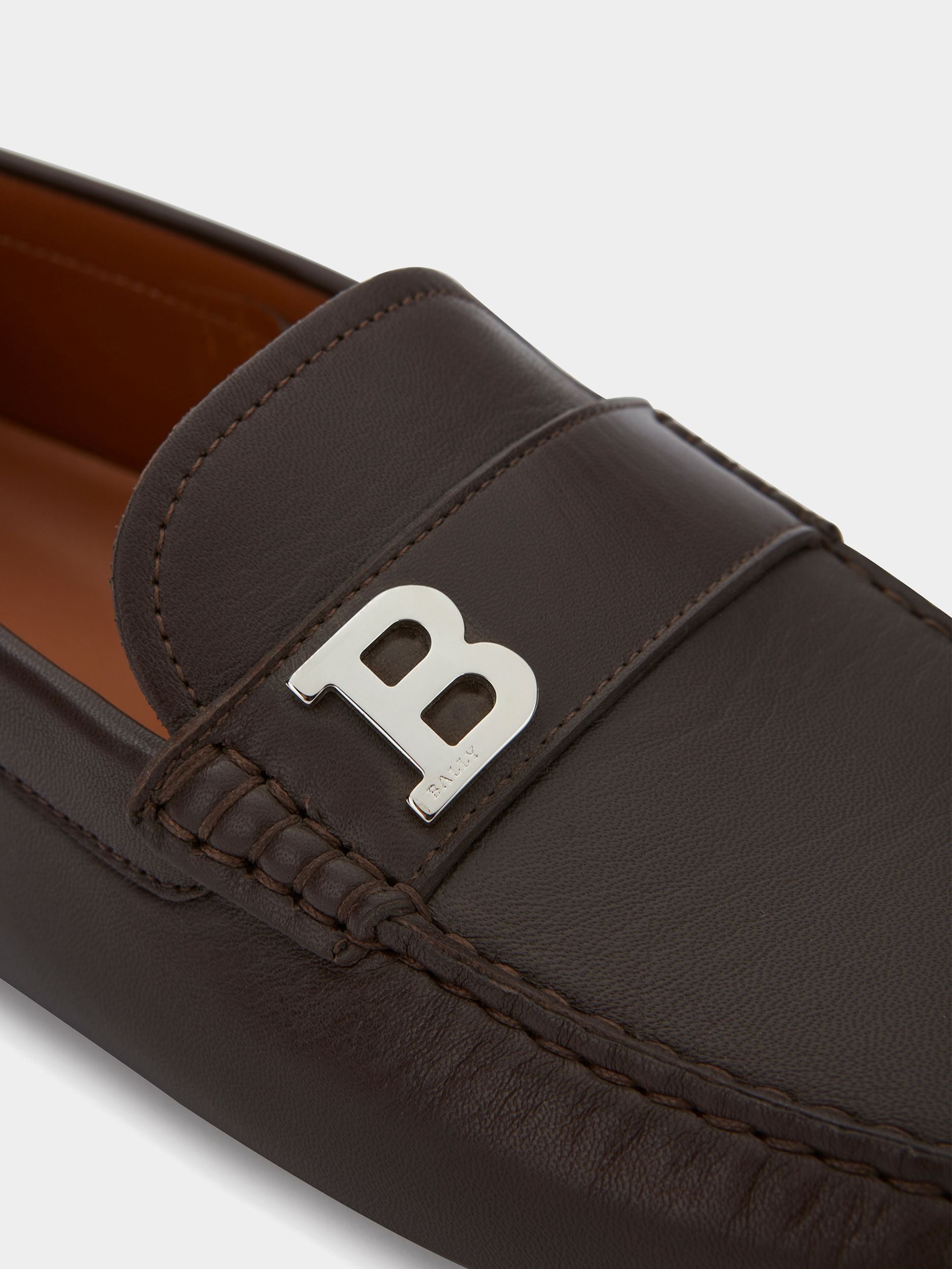 Mens Brown Leather Driving Shoes - Homme - Bally - 04