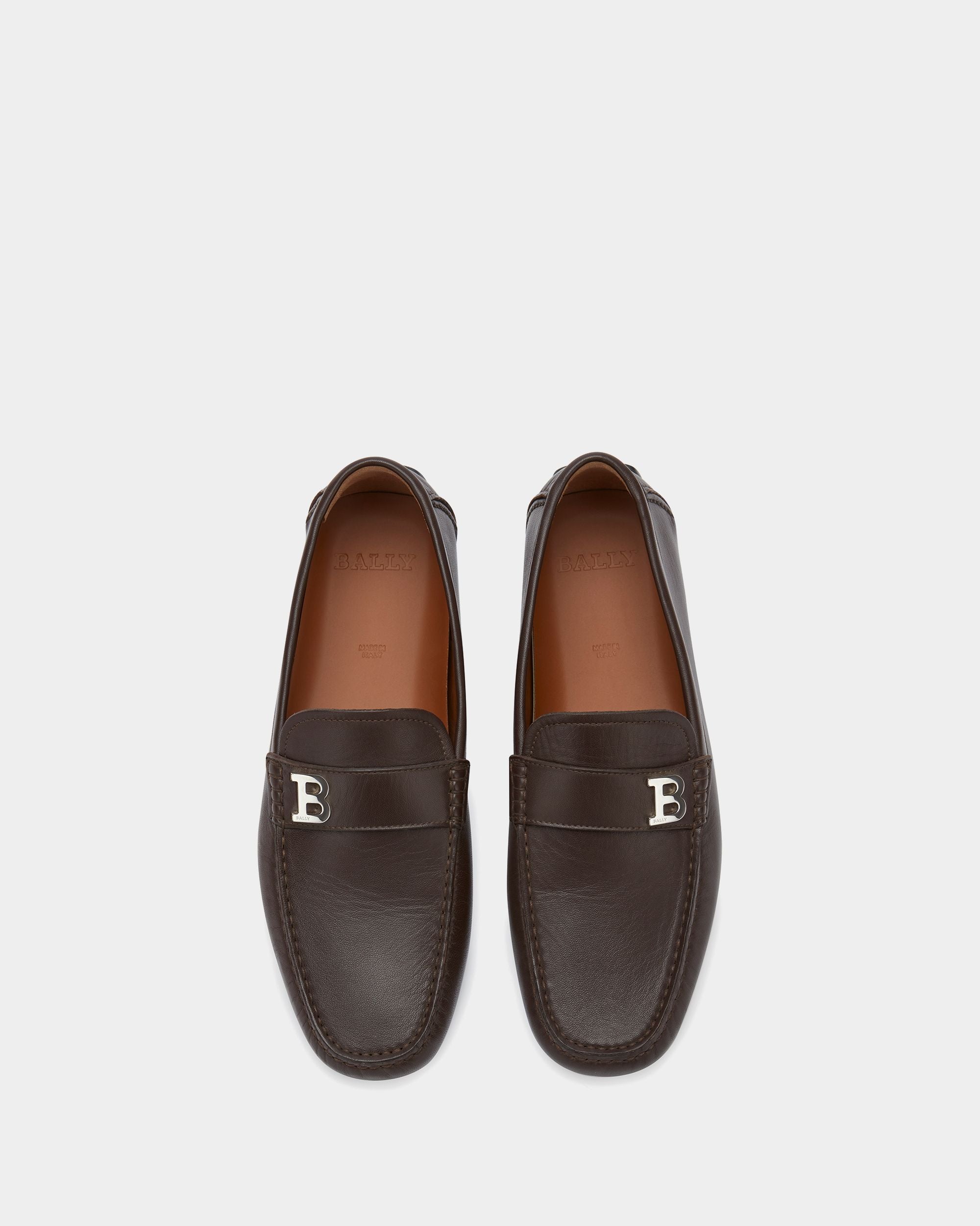 Mens Brown Leather Driving Shoes - Homme - Bally - 05