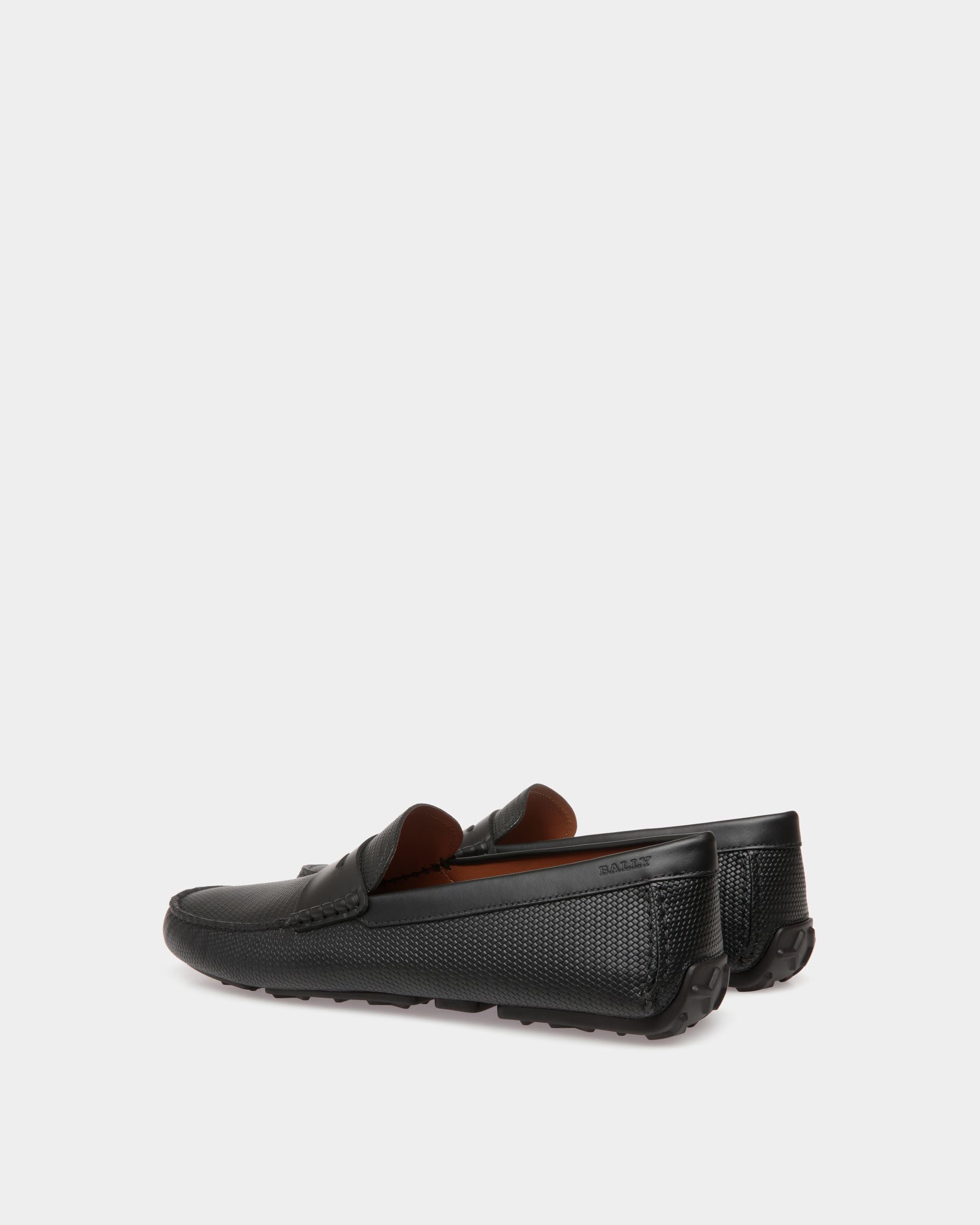 Driver in Black Embossed Leather - Men's - Bally - 03