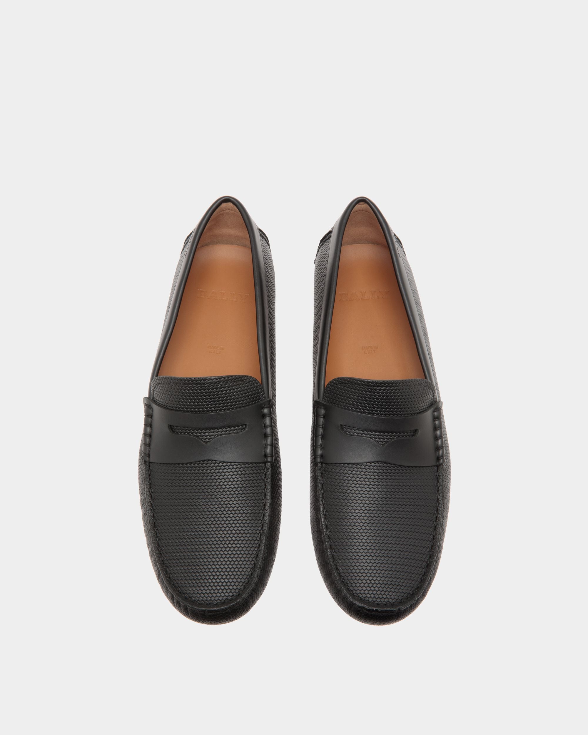 Driver in Black Embossed Leather - Men's - Bally - 04