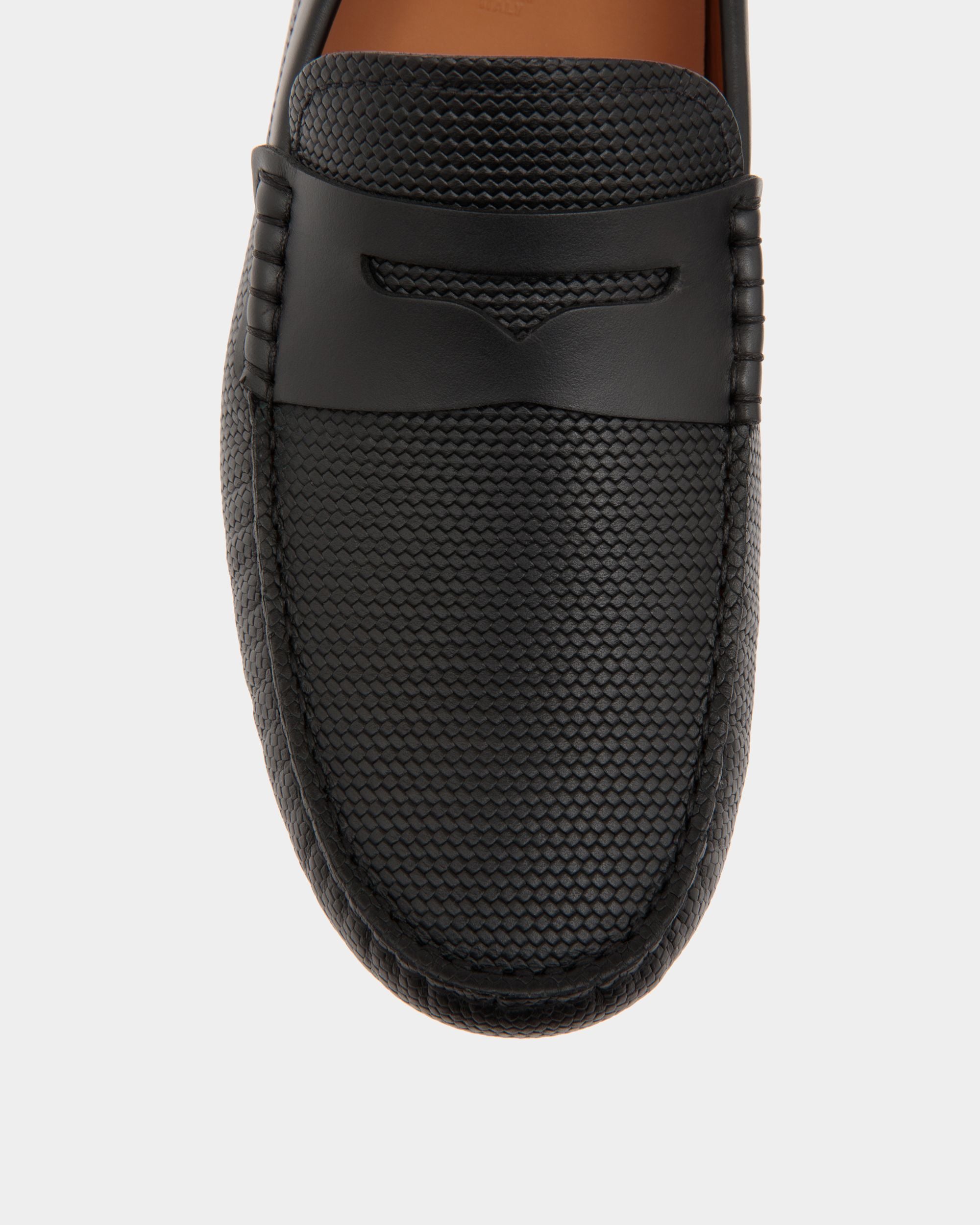 Driver in Black Embossed Leather - Men's - Bally - 05