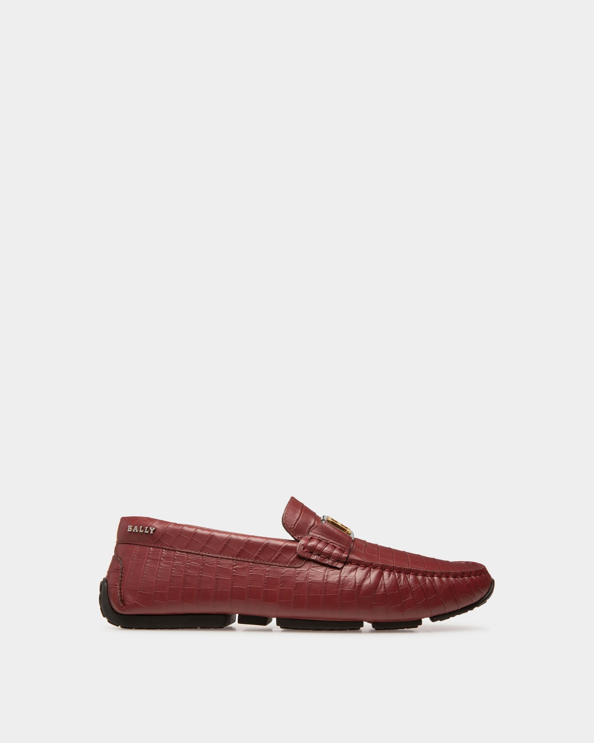 Palan Chaussures Driver En Cuir Rouge Heritage - Homme - Bally - 01